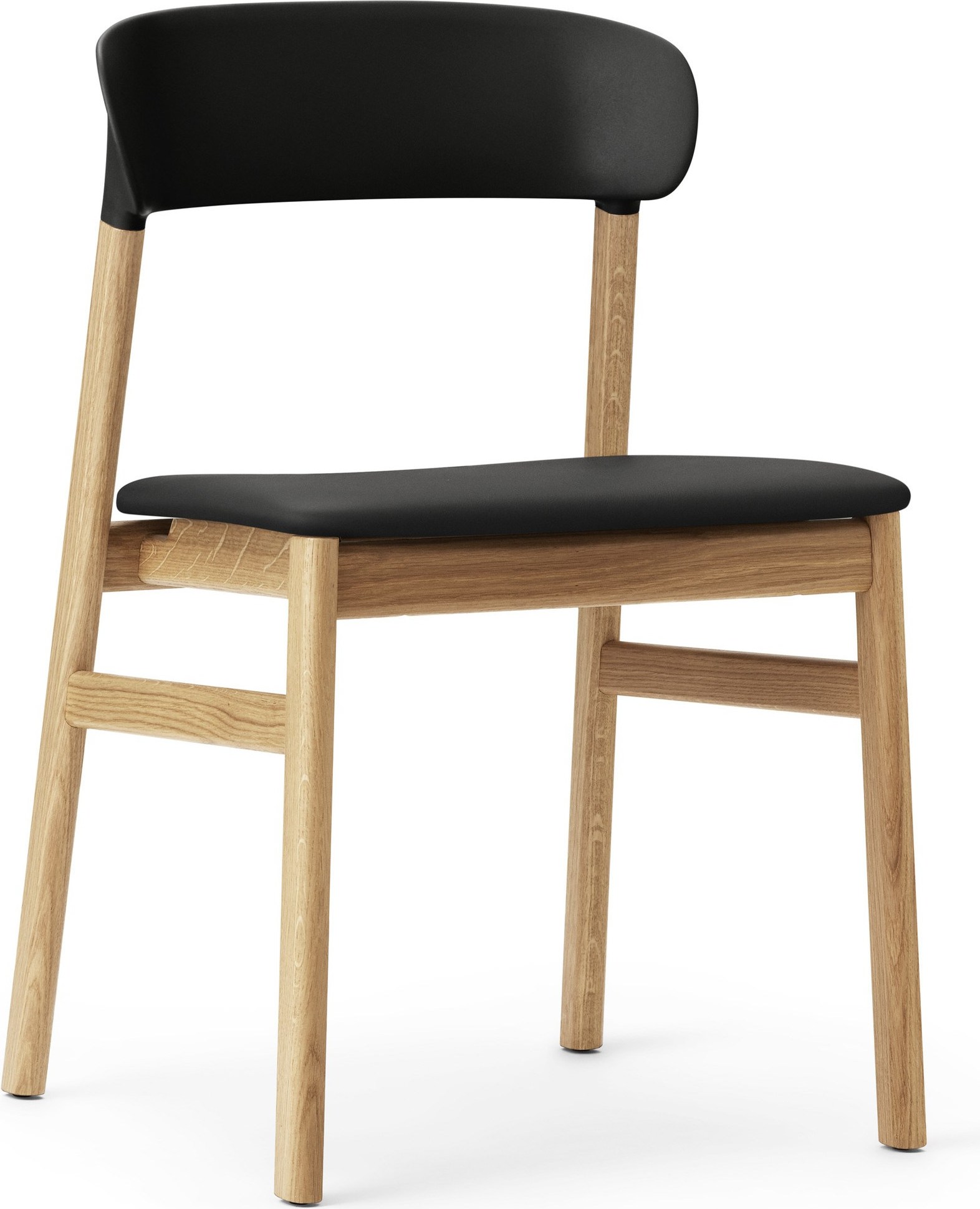 Krzesło Herit jasny dąb siedzisko skórzane czarne