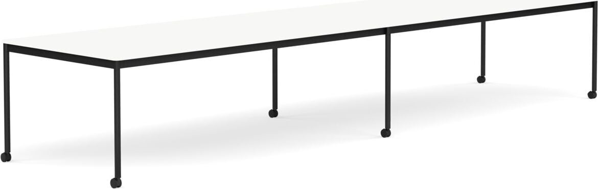 Stół na kółkach Base 110 x 440 cm biały laminowany ABS nogi czarne