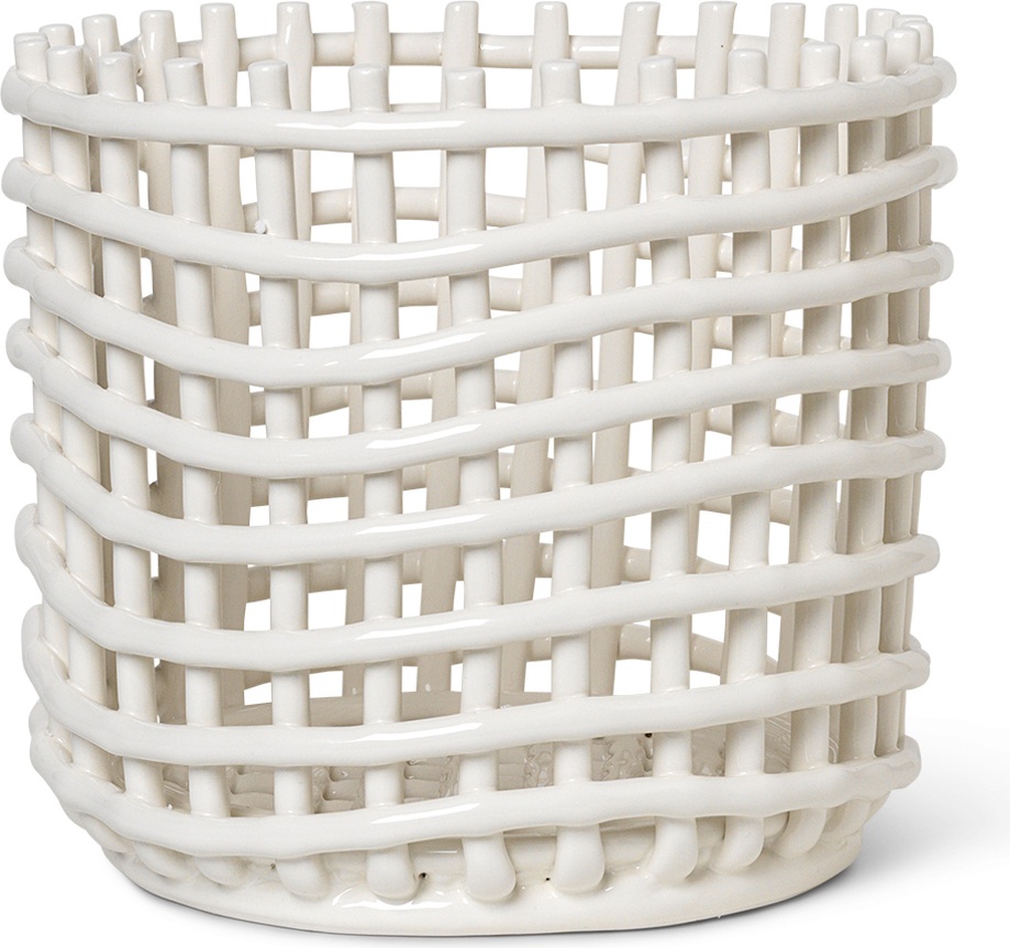 Kosz do przechowywania Ferm Living 21 cm beżowy ceramiczny