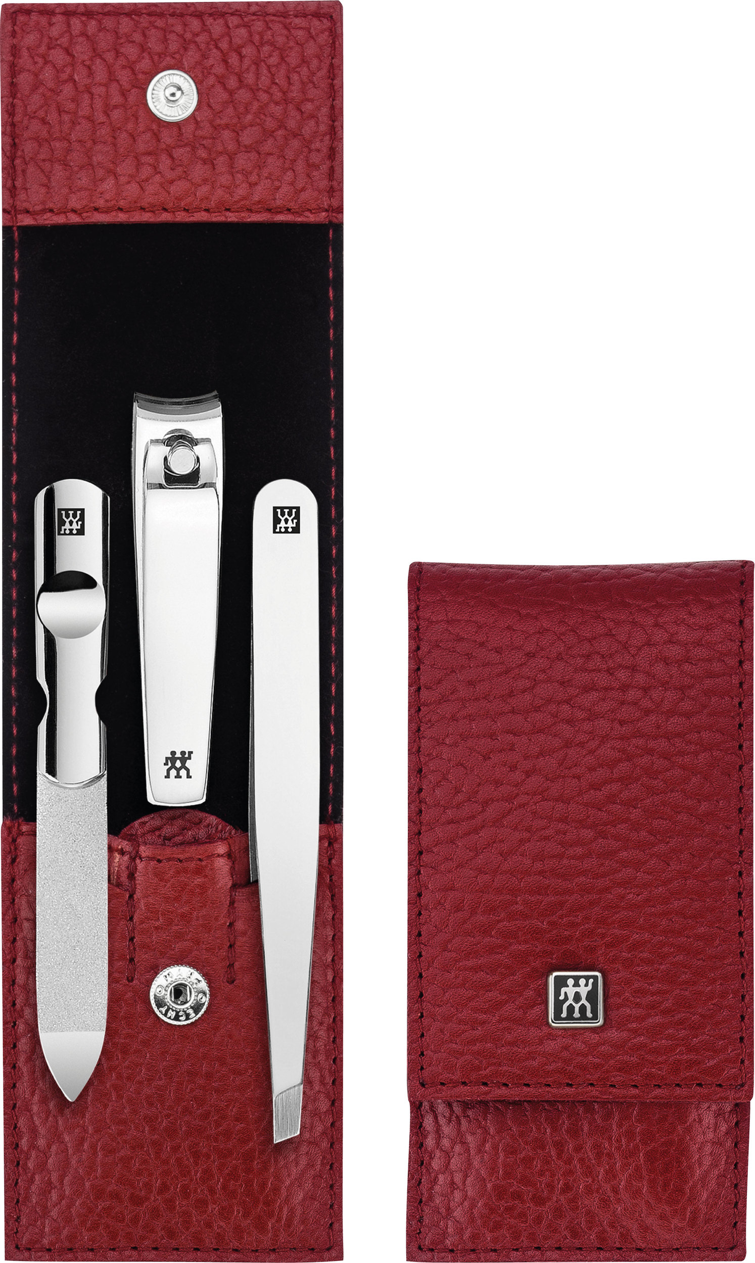 Akcesoria do manicure Classic Inox czerwone w etui 3 el.