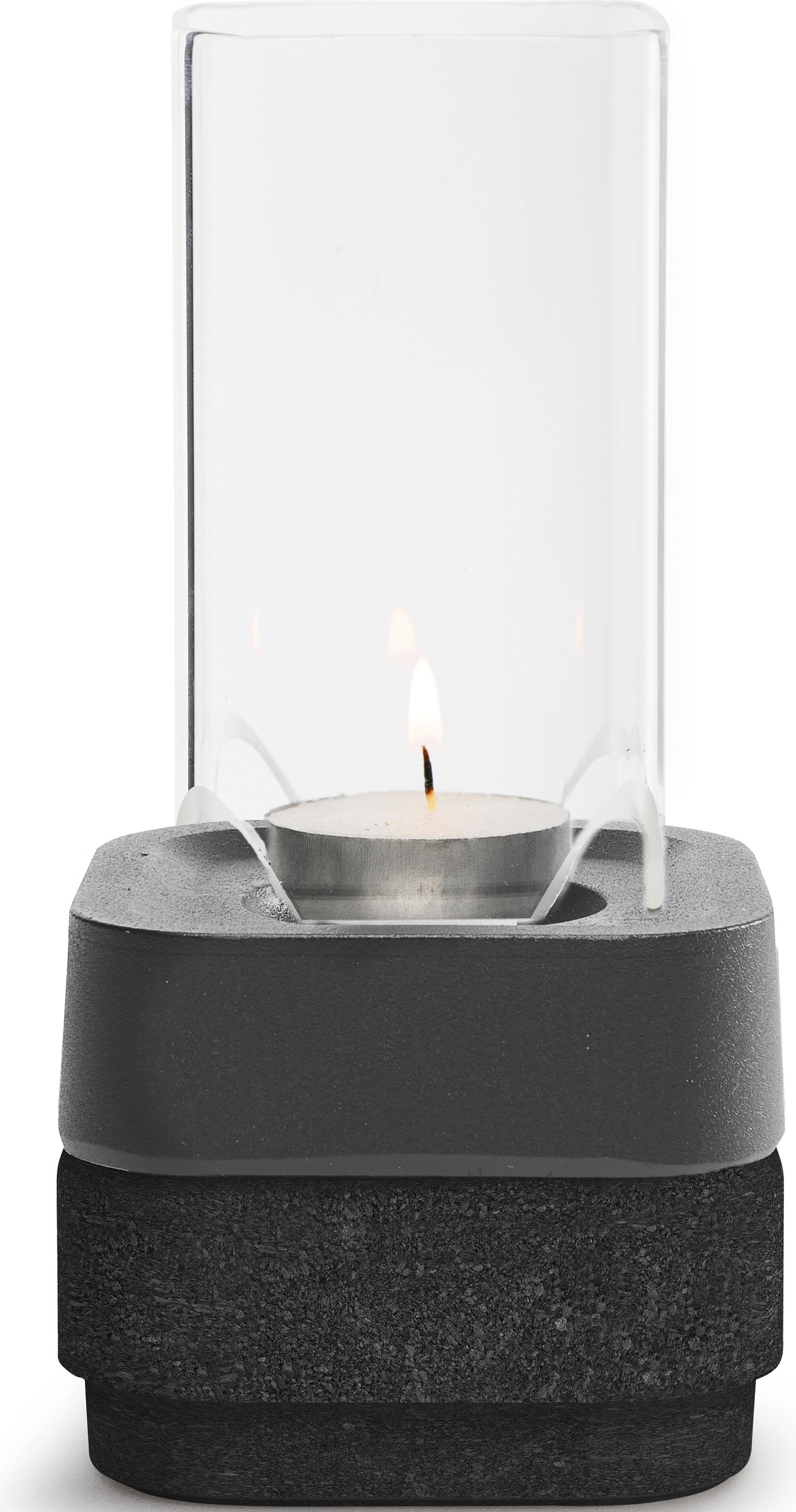 Świecznik Stumpastaken Ettan czarne aluminium z osłoną