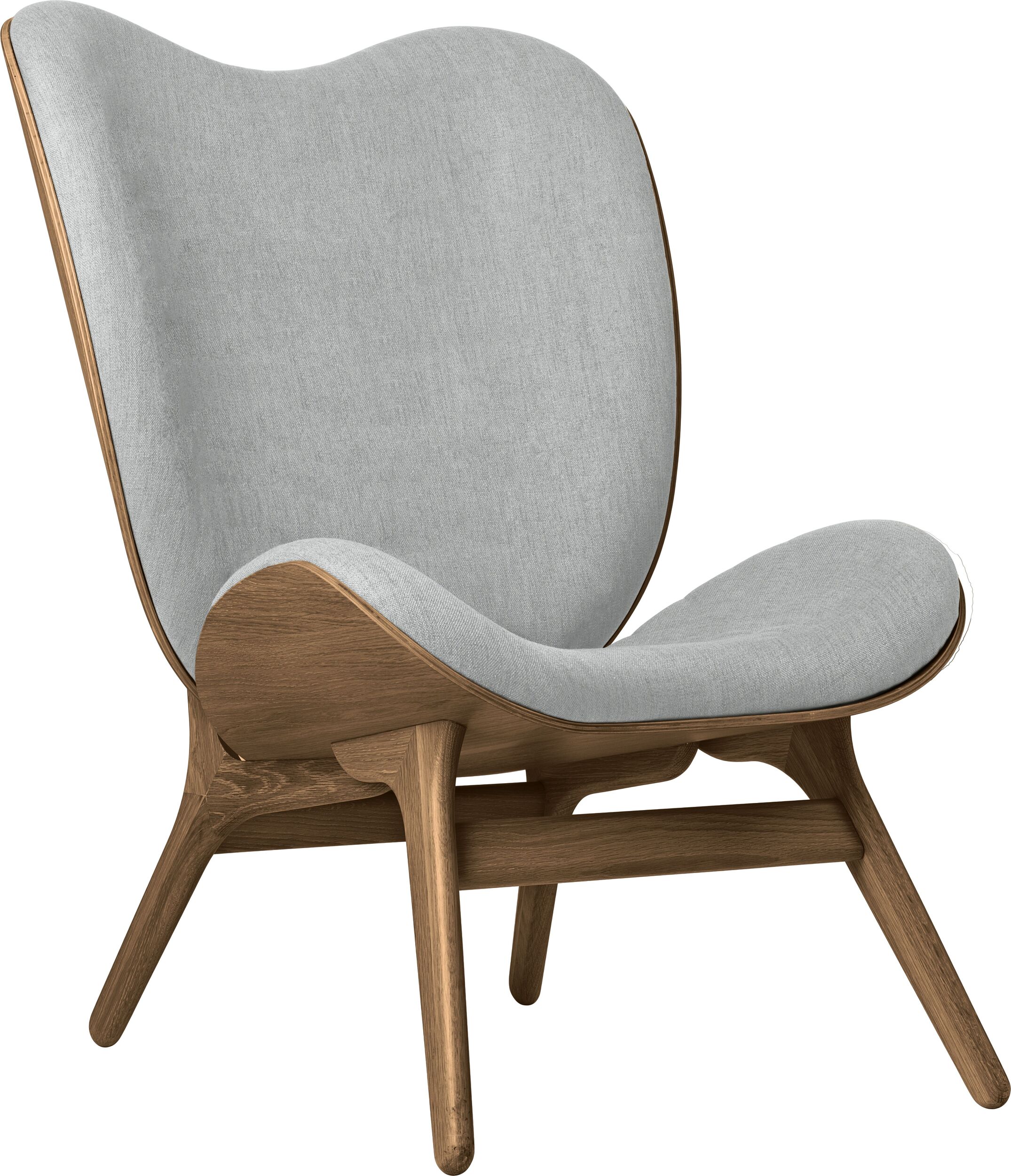 Fotel Conversation Piece 106 cm jasnoszary na ciemnych dębowych nogach