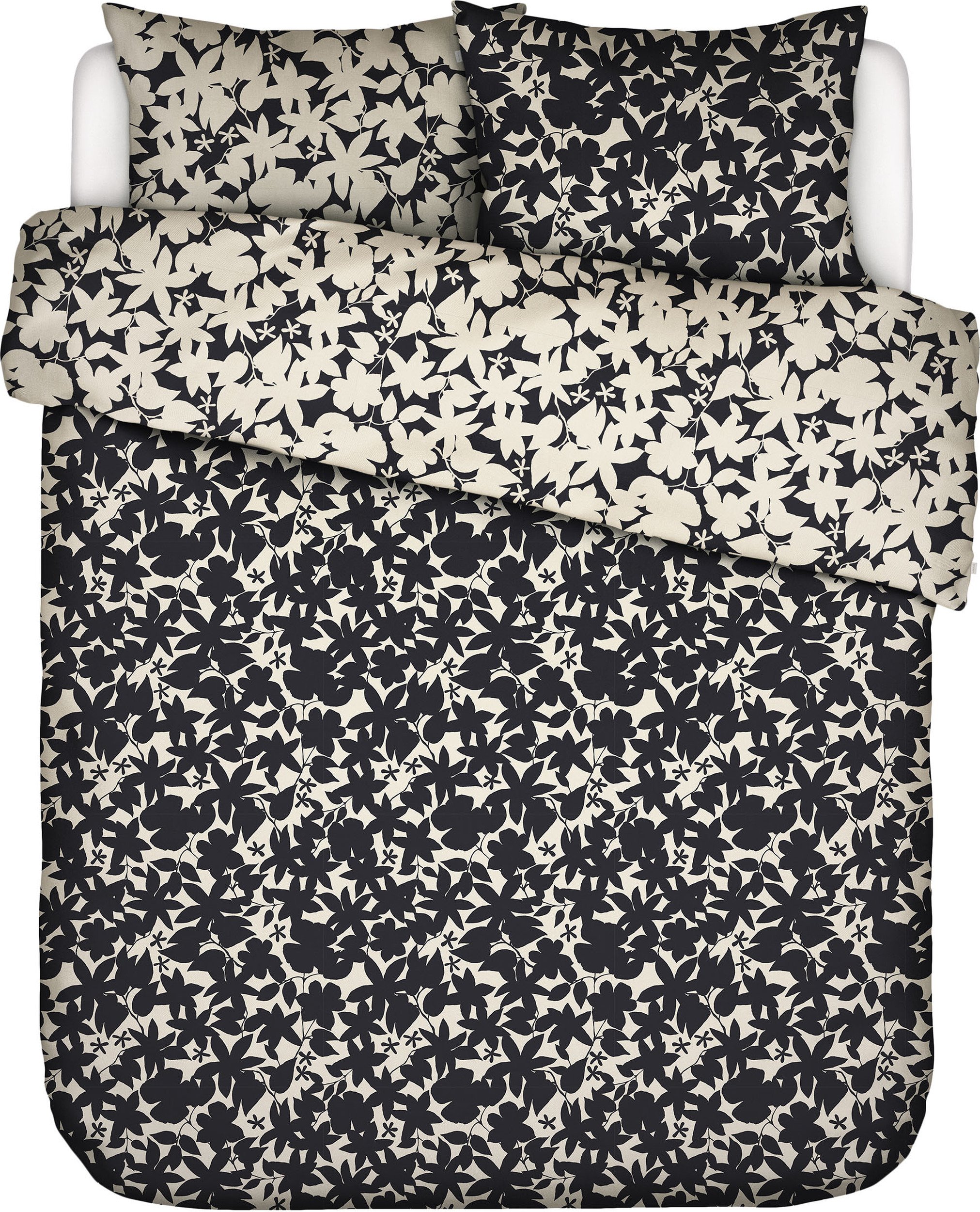 Pościel Imara 240 x 220 cm czarno-biała z 2 poszewkami na poduszki 60 x 70 cm zapięcie flap