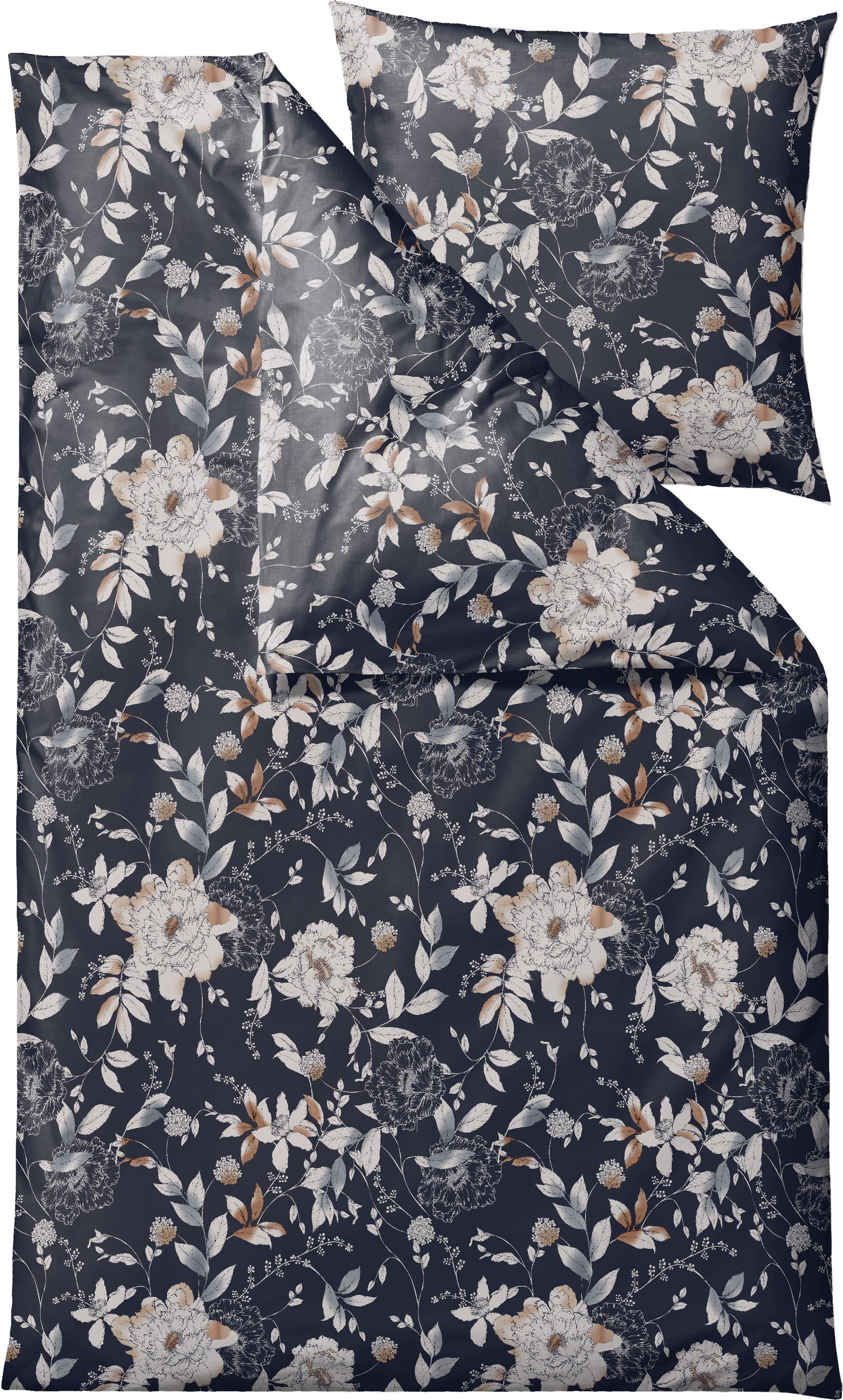 Pościel Garden Bloom 135 x 200 cm indygo z poszewką na poduszkę 80 x 80 cm