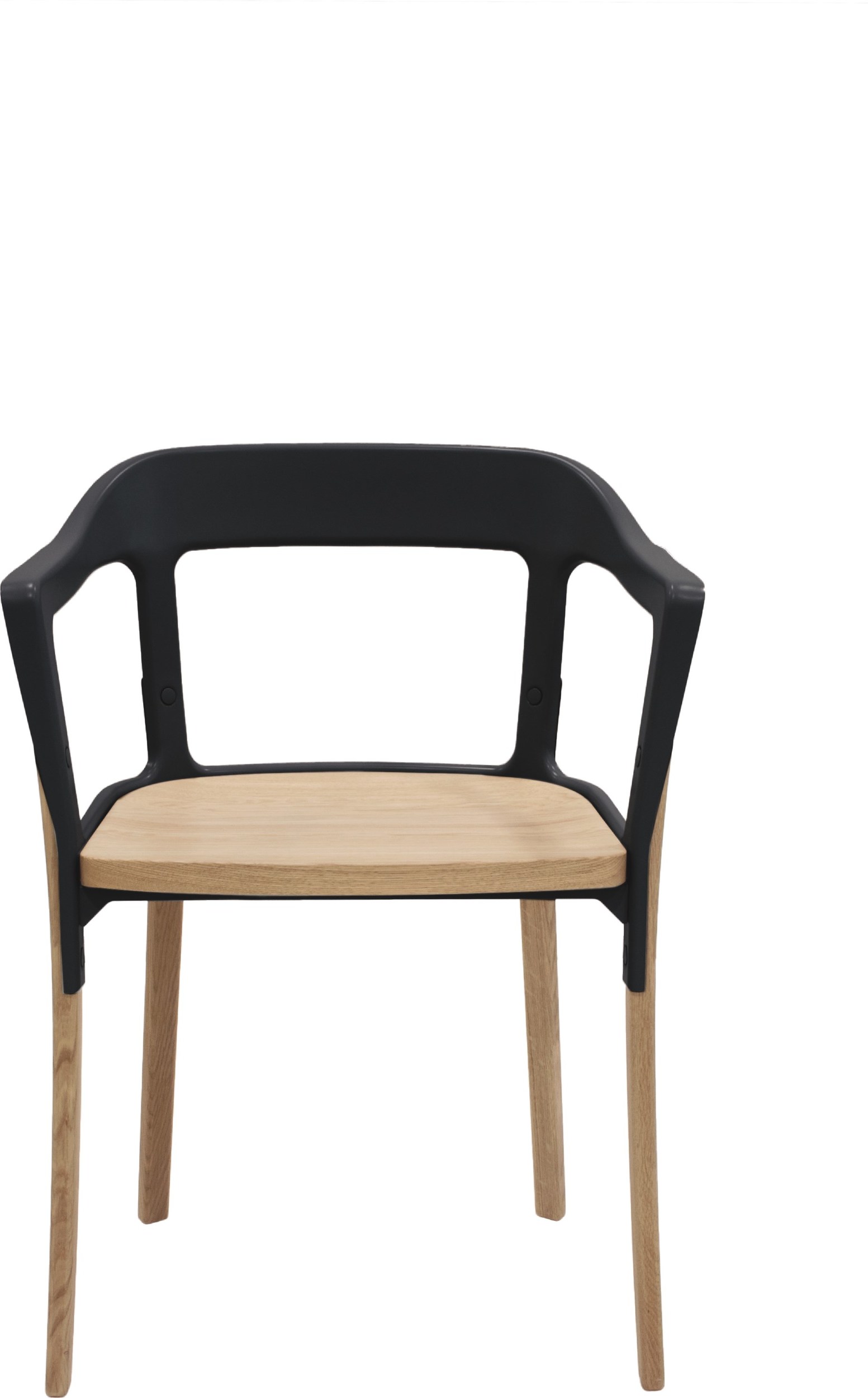 Krzesło Steelwood nogi i siedzisko naturalny dąb, oparcie czarne