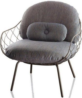 Fotel niski Pina szare rama i siedzisko, szare nogi