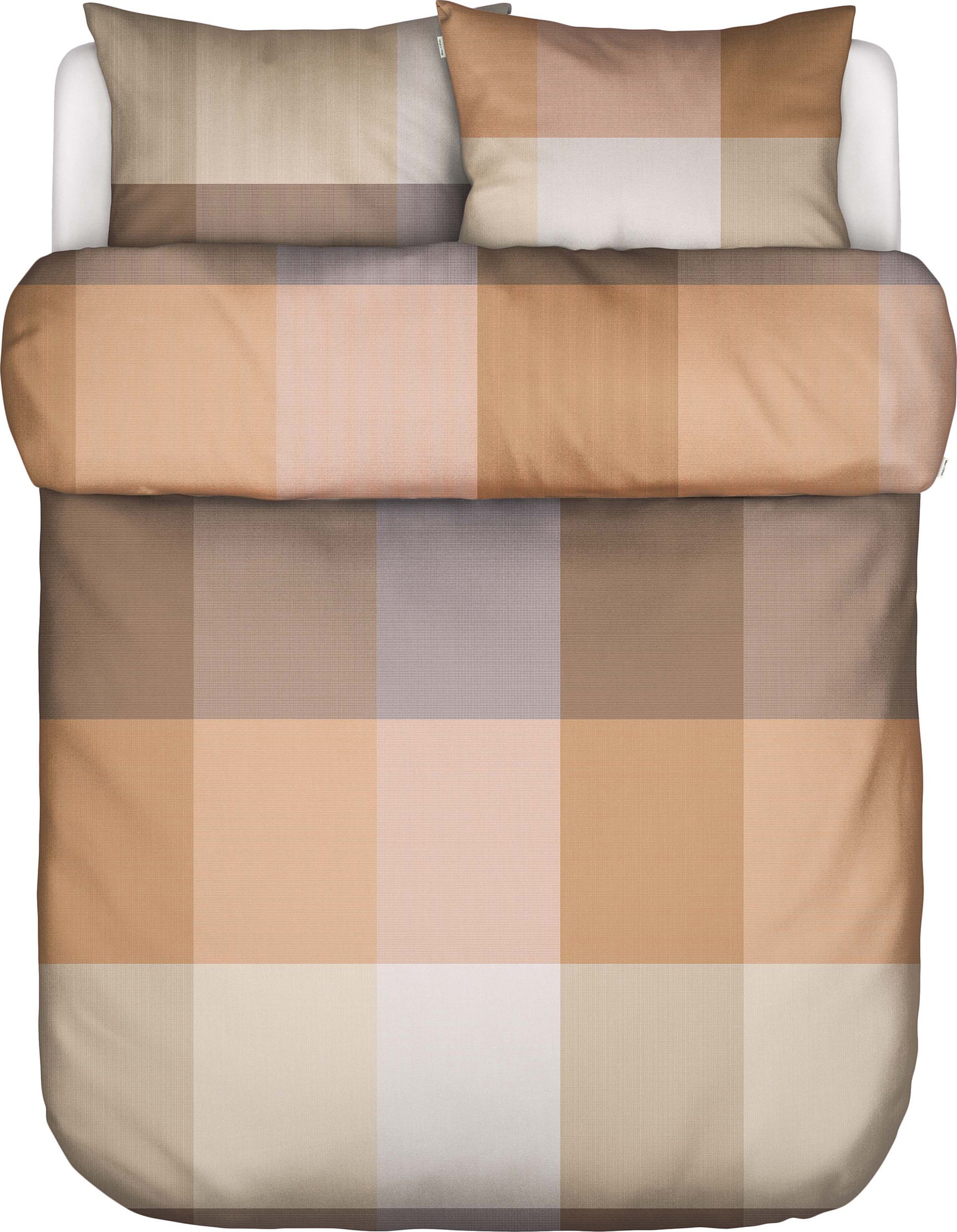 Pościel Erliv 200 x 200 cm beżowo-brązowa z 2 poszewkami na poduszki 80 x 80 cm zapięcie suwak
