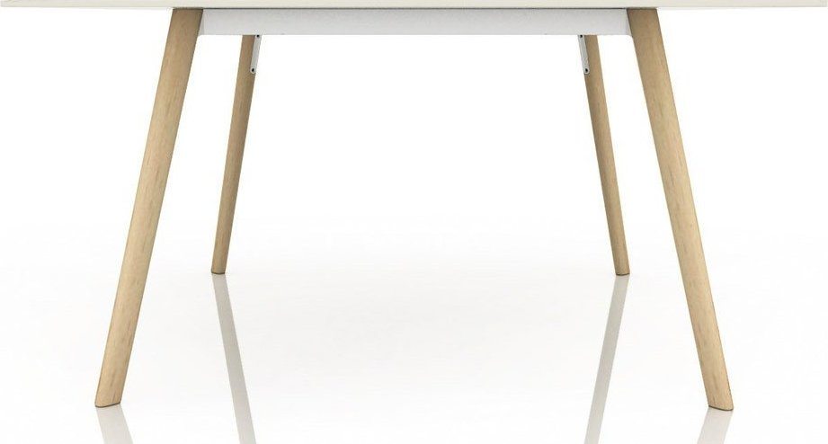 Stół Pilo kwadratowy naturalne nogi biały blat