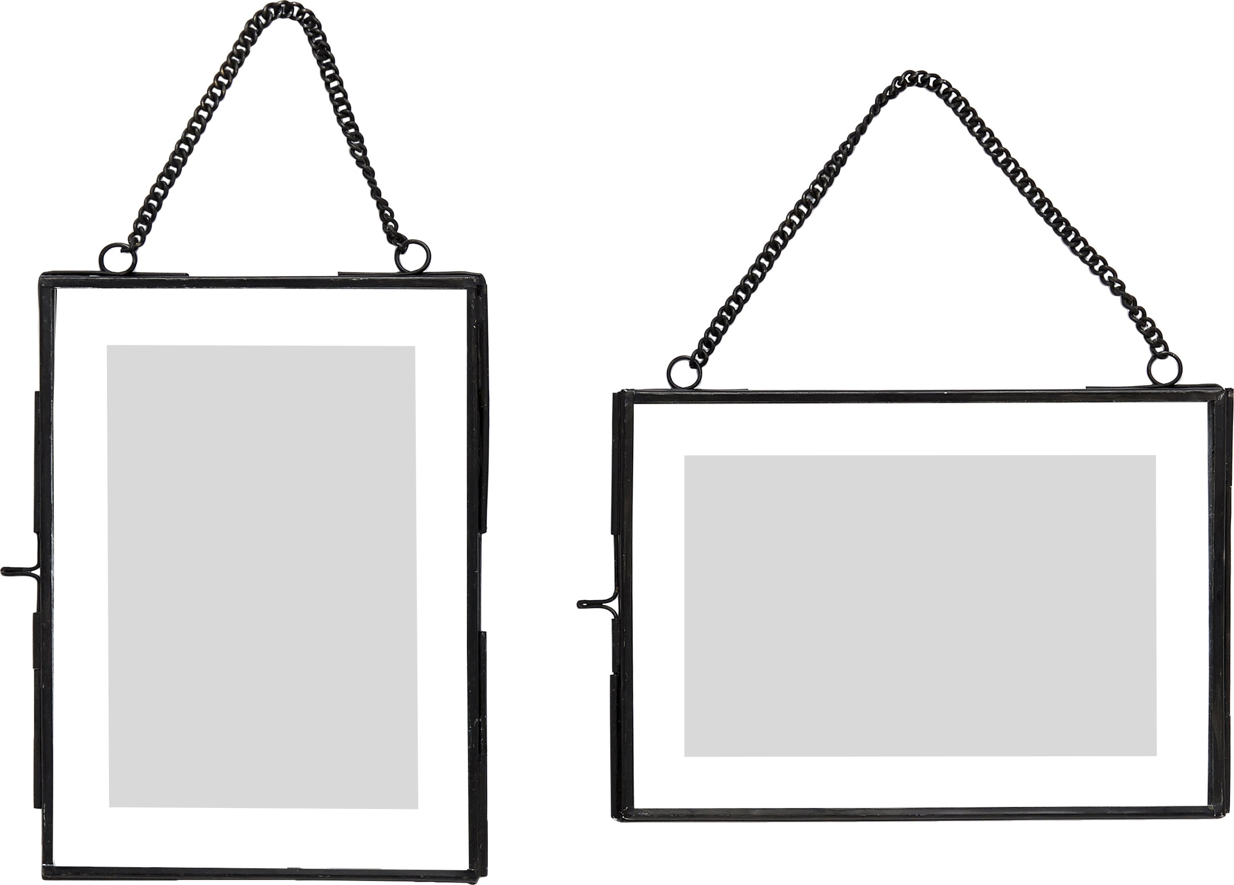 Ramka na zdjęcia Hübsch czarna na łańcuszku 2 szt.