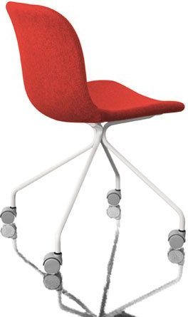 Krzesło Troy 4 star na kółkach tapicerowane biała rama czerwone