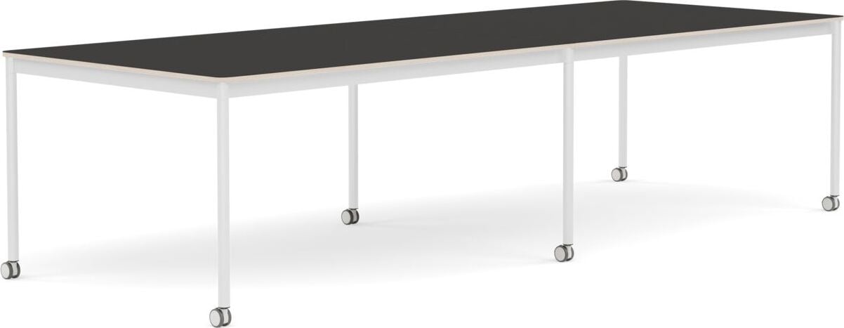 Stół na kółkach Base 110 x 300 cm czarny linoleum nogi białe