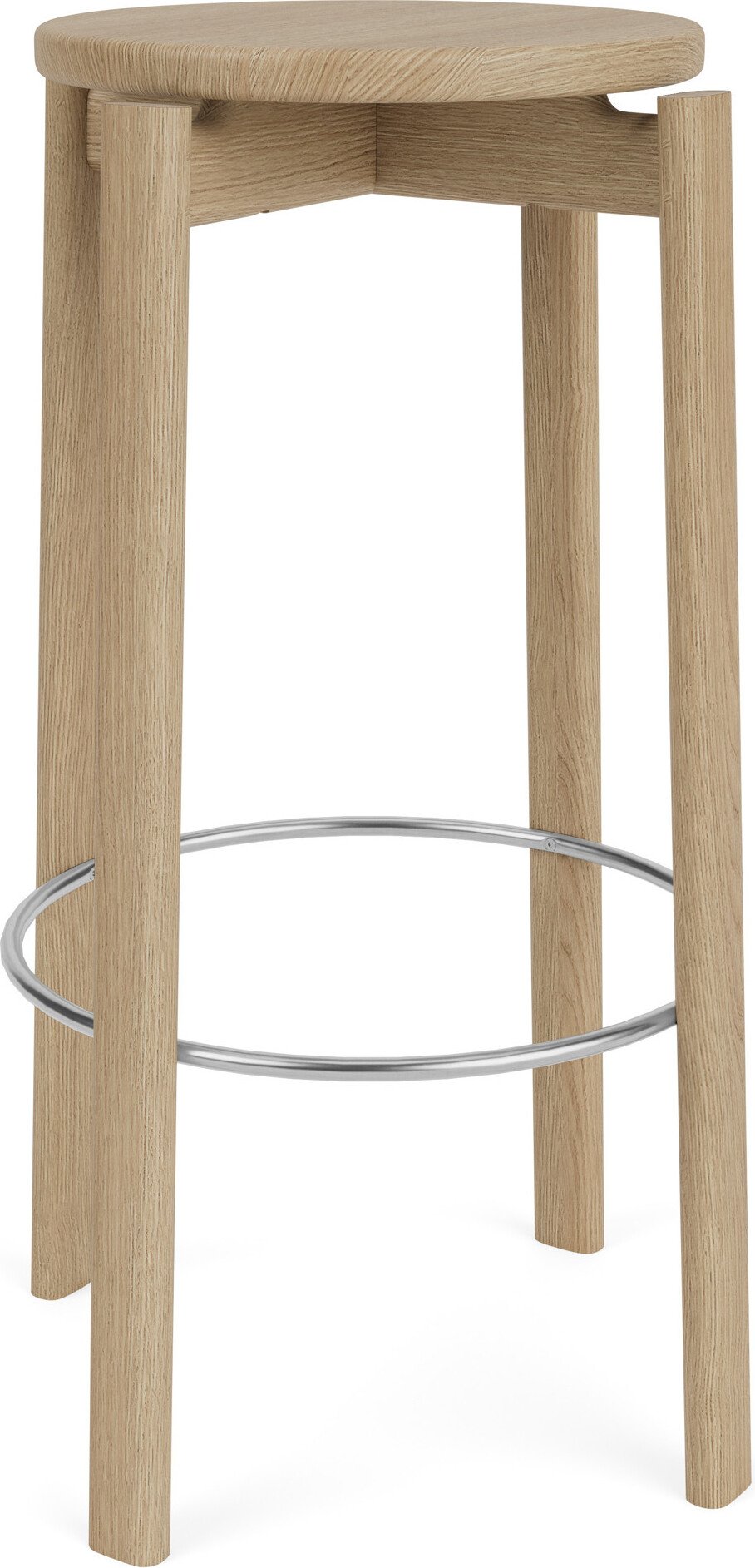 Stołek barowy Passage 75 cm dąb naturalny ze srebrnym podnóżkiem