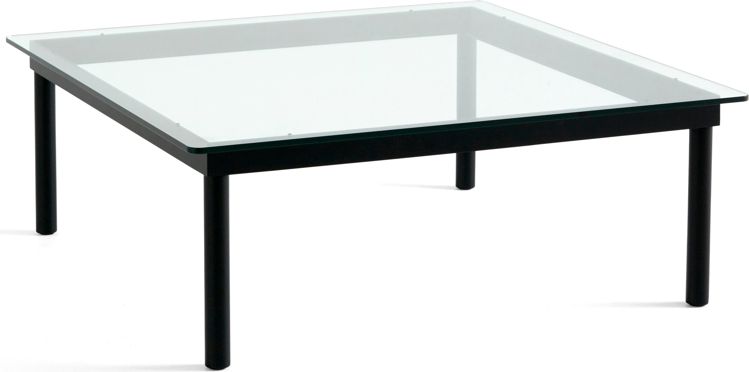 Stolik kawowy Kofi 100 x 100 cm blat szkło gładkie z nogami czarny dąb