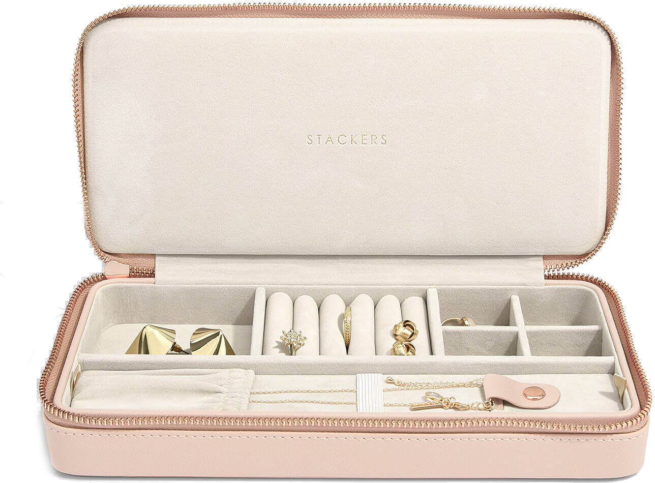 Pudełko podróżne na biżuterię z miejscem na naszyjniki Stackers blush