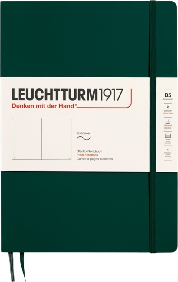 Notes gładki w miękkiej oprawie Leuchtturm 1917 B5 123 strony leśna zieleń 80 g/m²