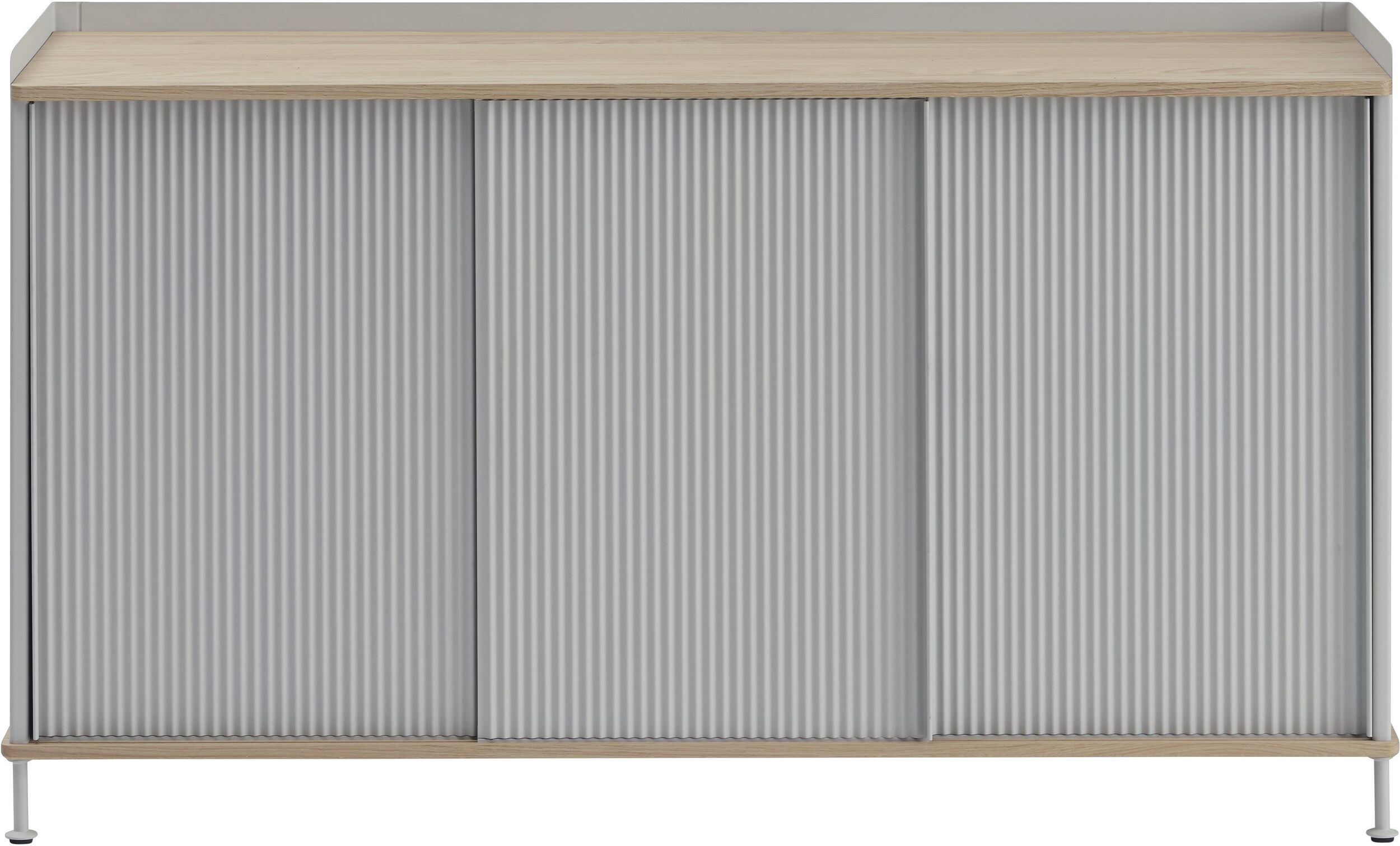 Szafka Enfold 148 cm szara z dębowym blatem