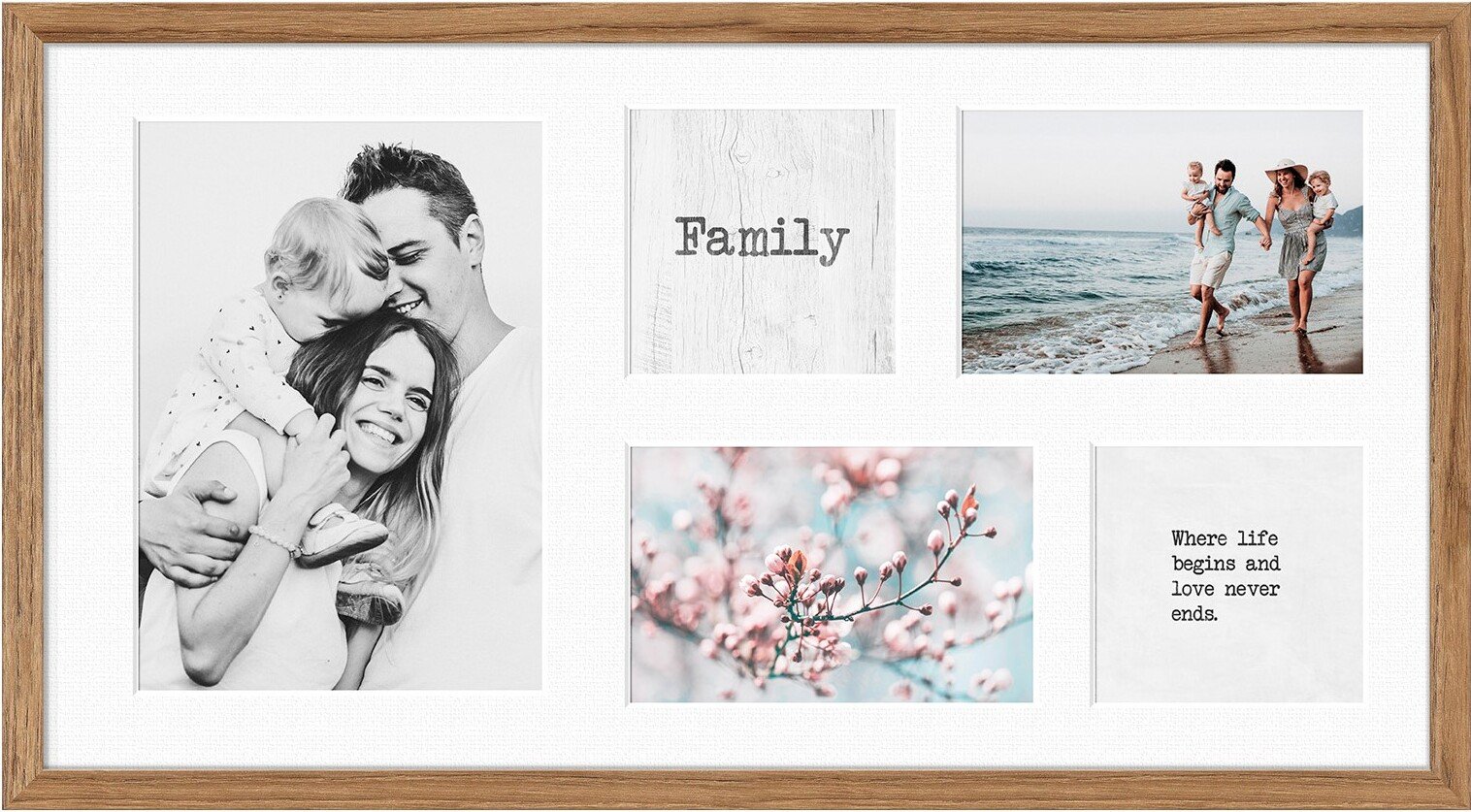 Ramka na 5 zdjęć Kyoto 27 x 51 cm brązowa z białym passepartout