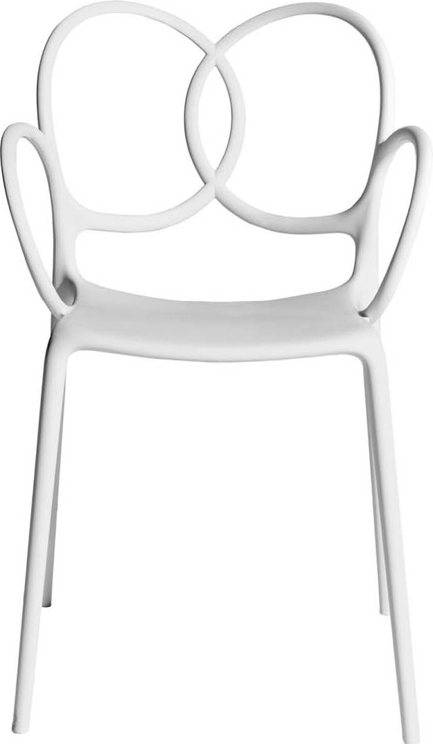 Krzesło Sissi białe z recyklingu z podłokietnikami