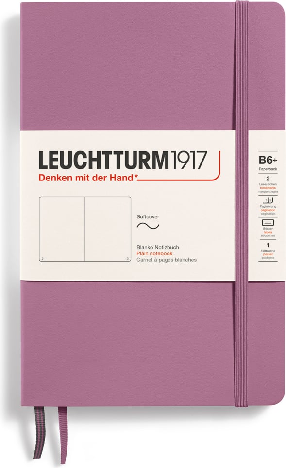 Notes gładki w miękkiej oprawie Leuchtturm 1917 B6+ 123 strony brudny róż 80 g/m²