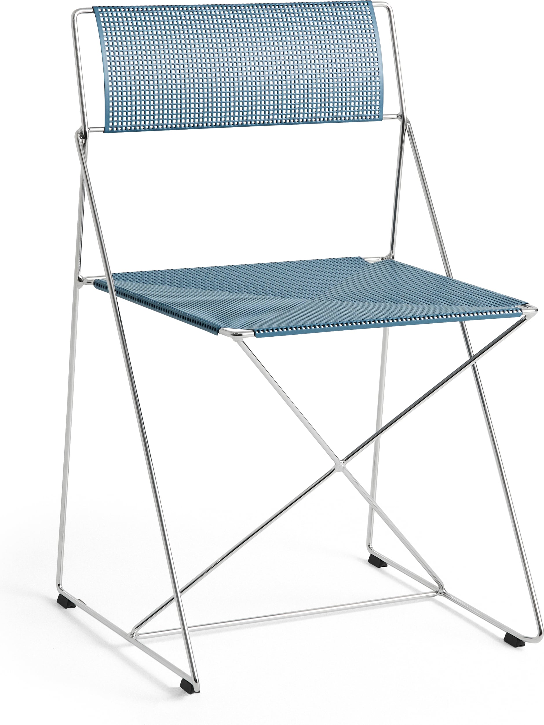 Krzesło składane X-Line Chromed Base niebieskie