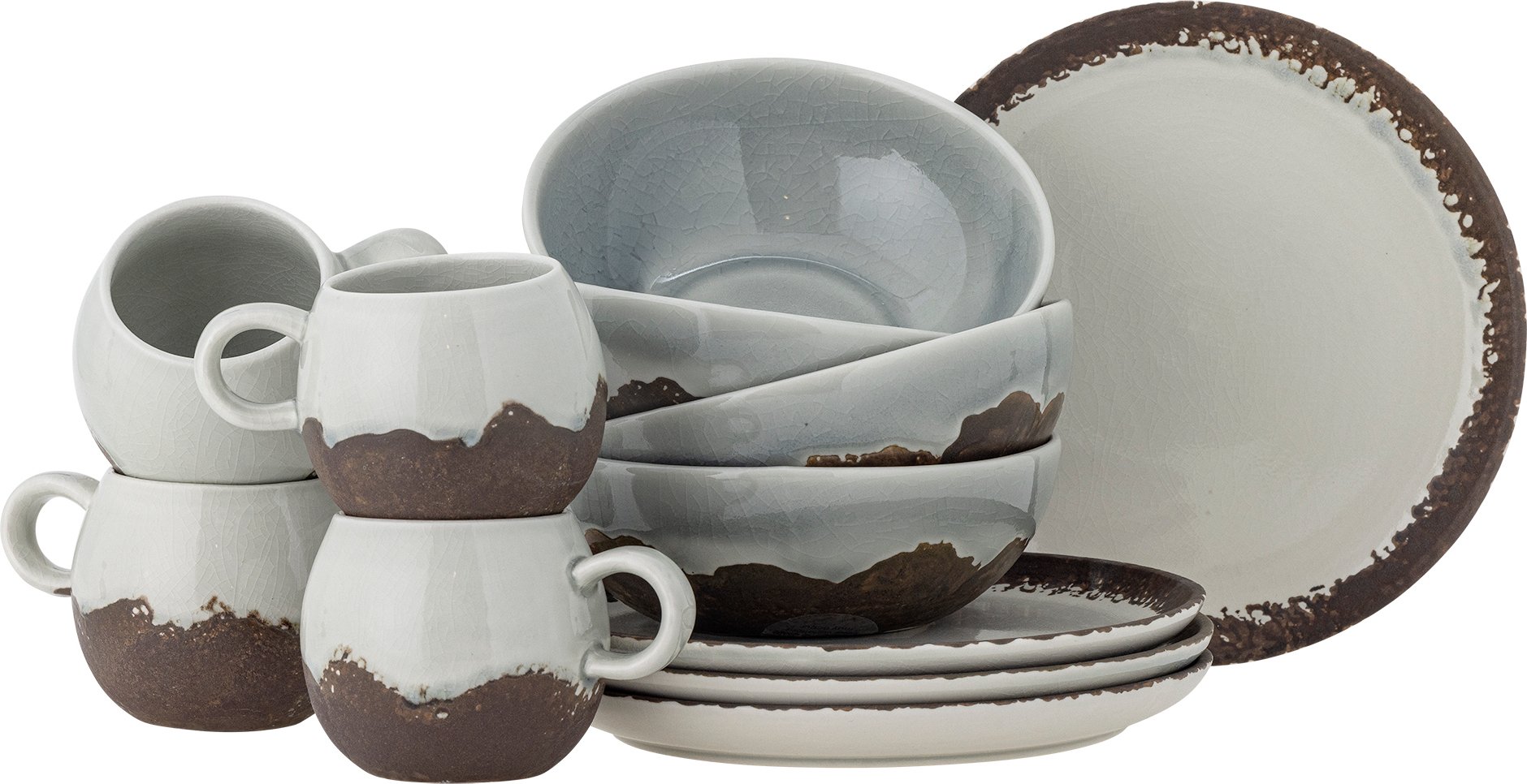 Zestaw śniadaniowy Paula zielono-brązowy 12 el.