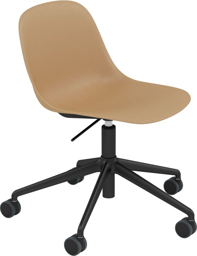 Krzesło na kółkach Fiber Swivel ochra na aluminiowych nogach z regulacją wysokości