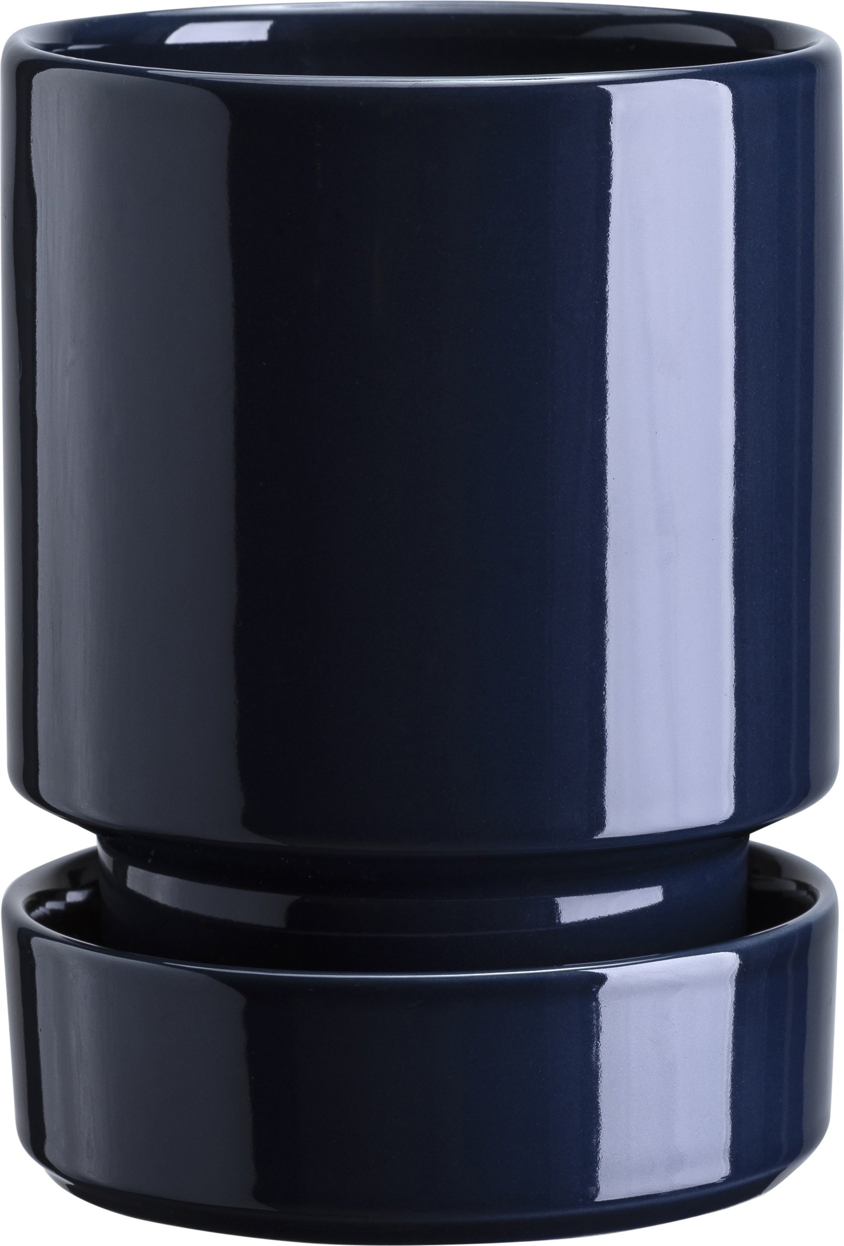 Doniczka z podstawką Hoff 12 cm szafirowa szkliwiona