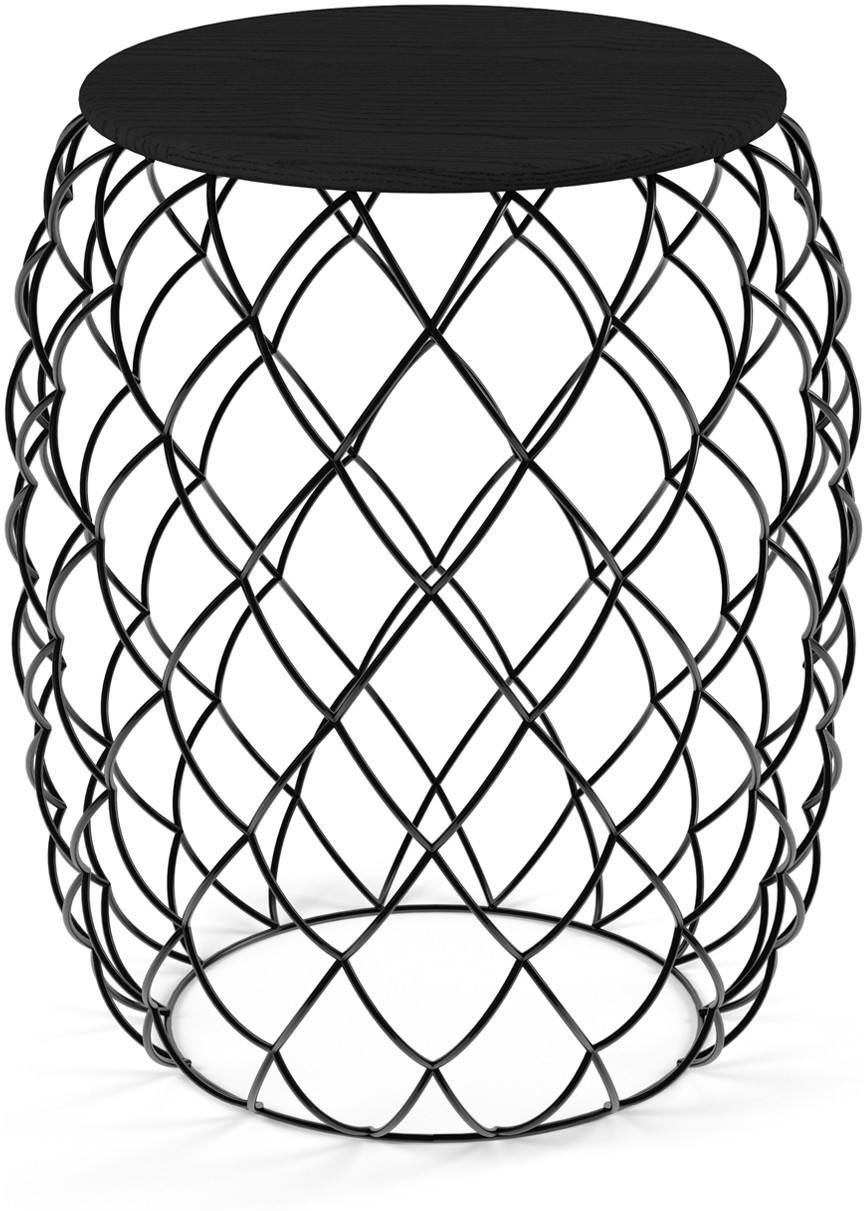 Stolik kawowy Pina czarny z blatem z jesionu malowanym na czarno