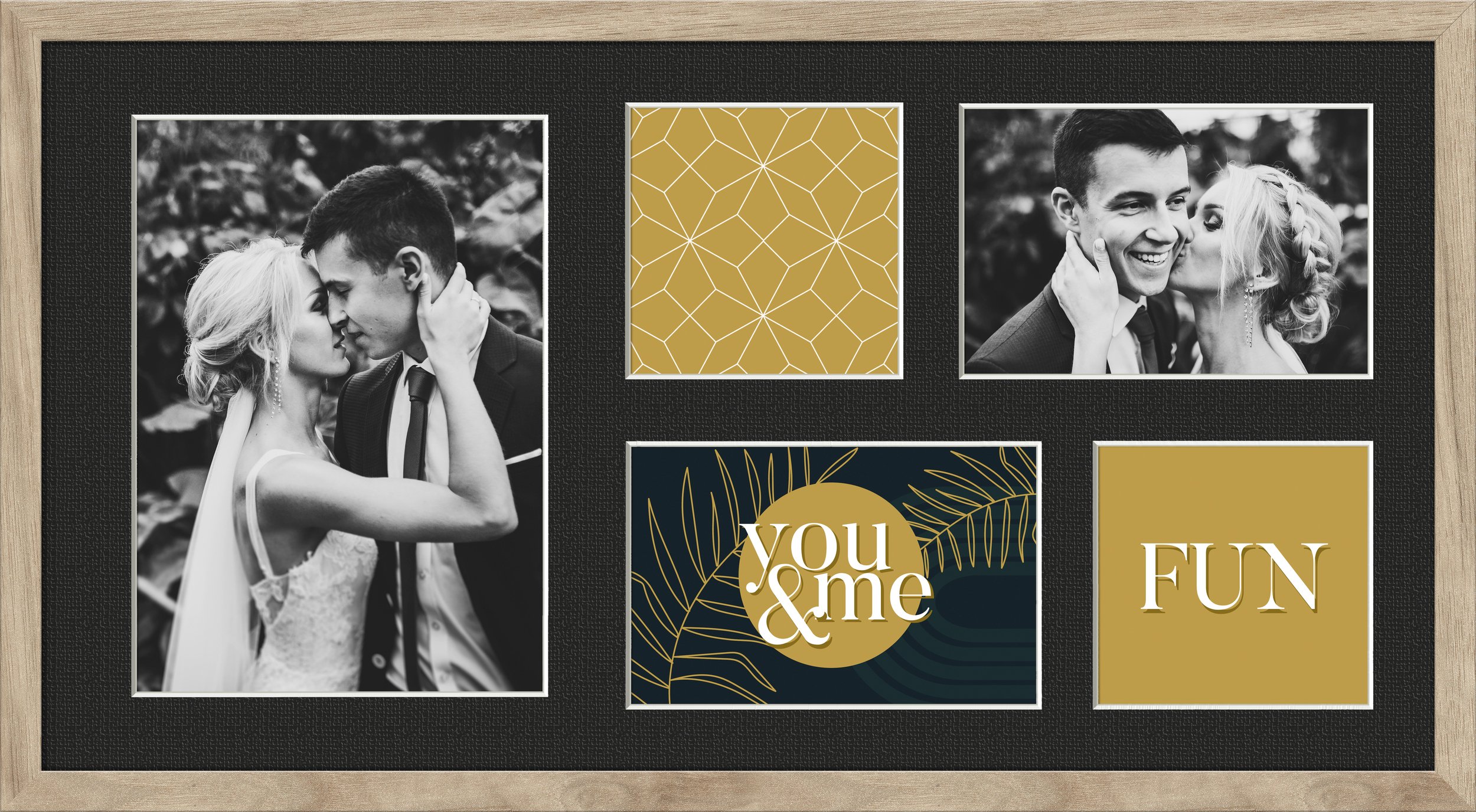 Ramka na 5 zdjęć Kyoto 27 x 51 cm beżowa z czarnym passepartout