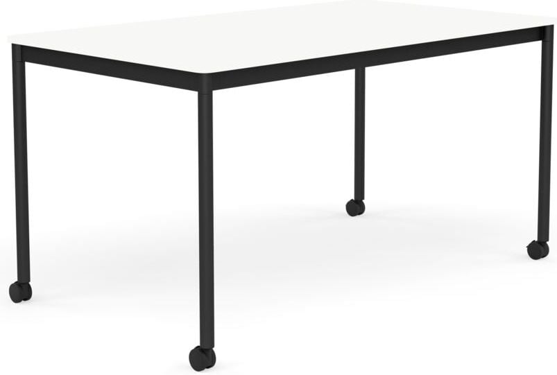 Stół na kółkach Base 80 x 140 cm biały laminowany ABS nogi czarne