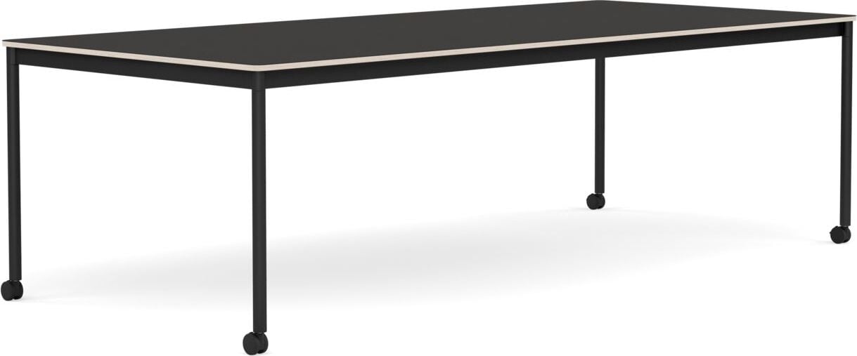 Stół na kółkach Base 110 x 250 cm czarny linoleum nogi czarne