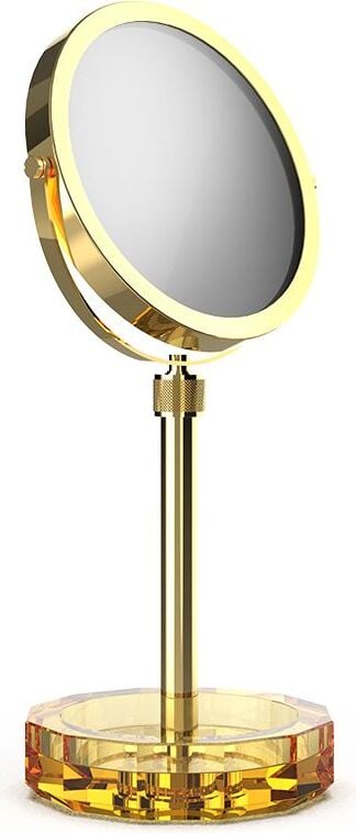 Lusterko kosmetyczne Kristall złote z żółtą podstawką