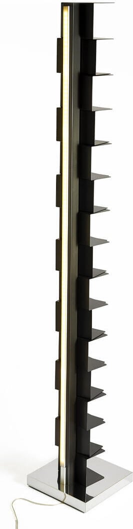 Regał Ptolomeo Luce 215 cm czarny ze srebrną podstawą z podświetleniem LED