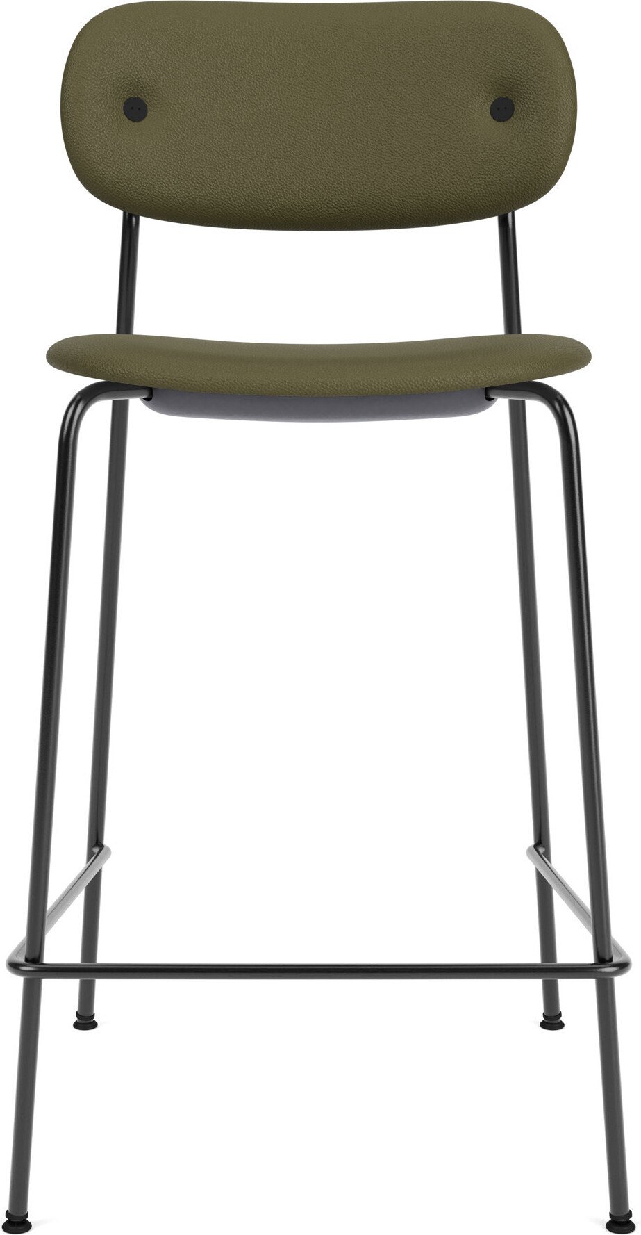 Krzesło barowe Co Sierra 95 cm zielone skórzane na czarnych nogach