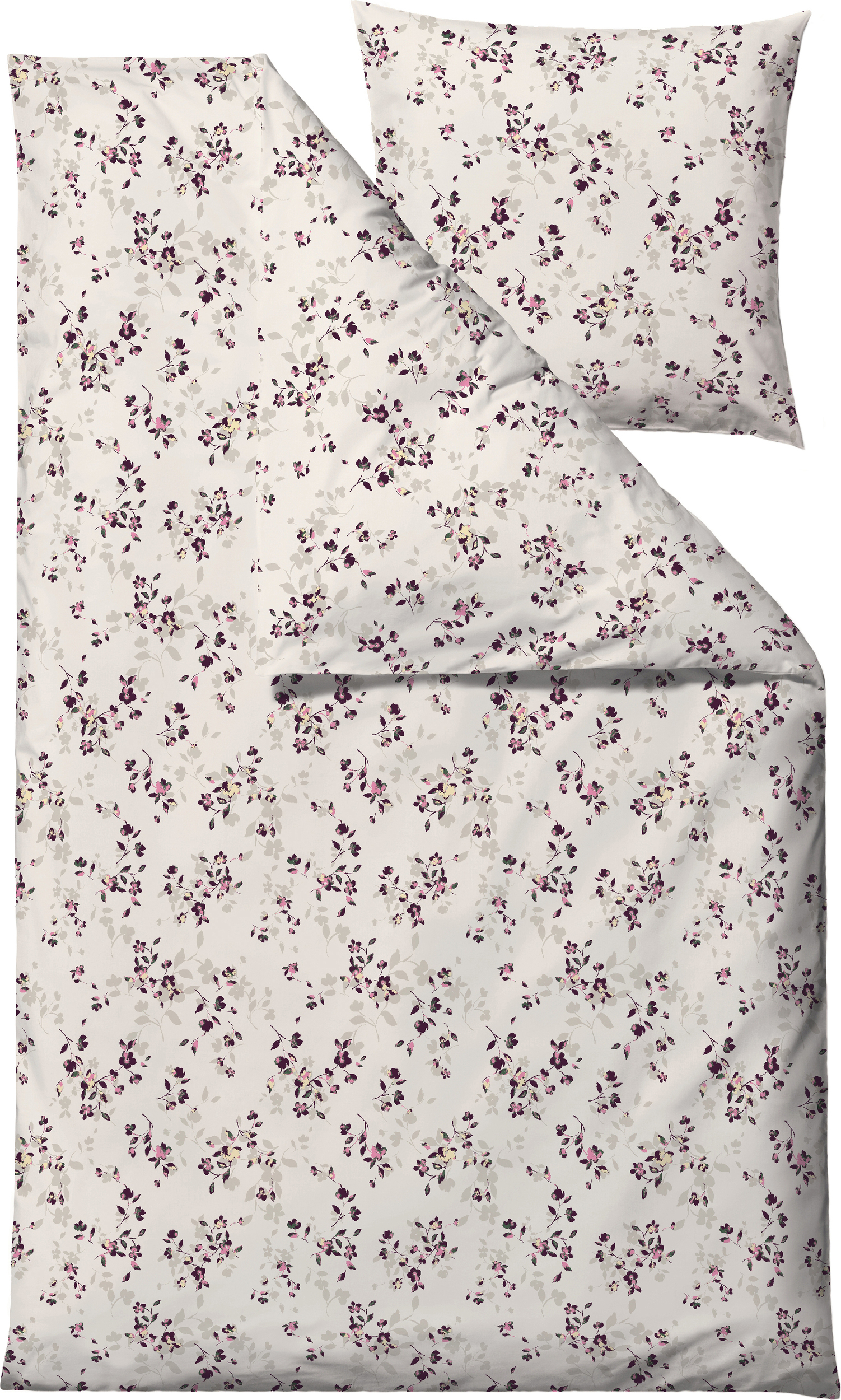 Pościel Cherry Blossom 140 x 220 cm kremowo-różowa z poszewką na poduszkę 60 x 63 cm zapięcie suwak