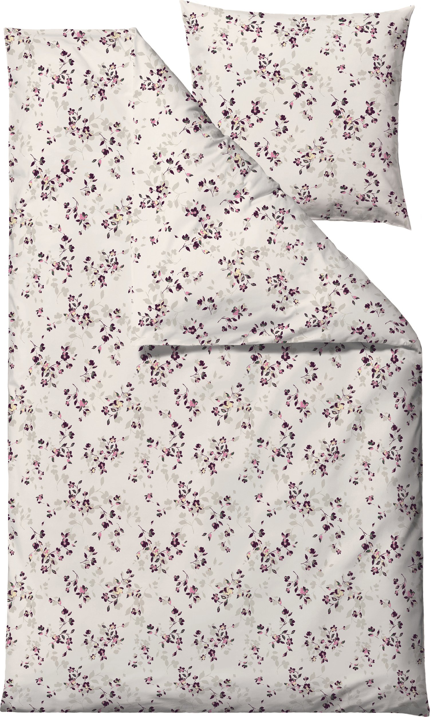 Pościel Cherry Blossom 140 x 220 cm kremowo-różowa z poszewką na poduszkę 60 x 63 cm zapięcie suwak