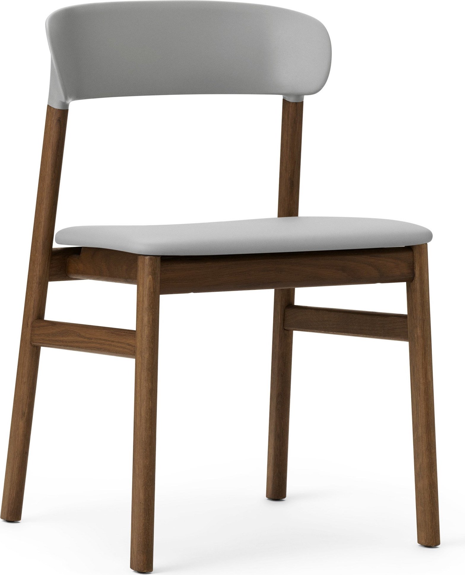 Krzesło Herit ciemny dąb siedzisko skórzane szare