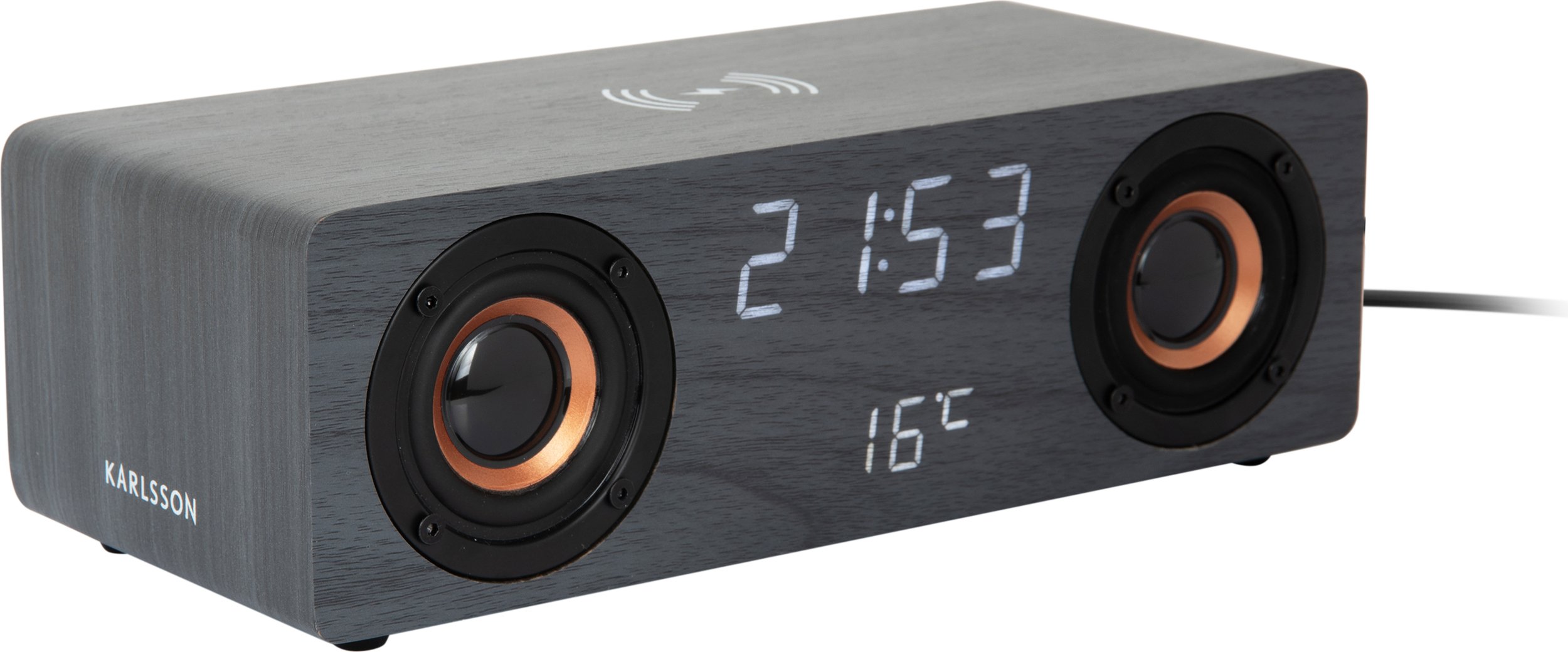 Budzik z ładowarką bezprzewodową i głośnikiem Bluetooth Classic BT speaker Radio czarny