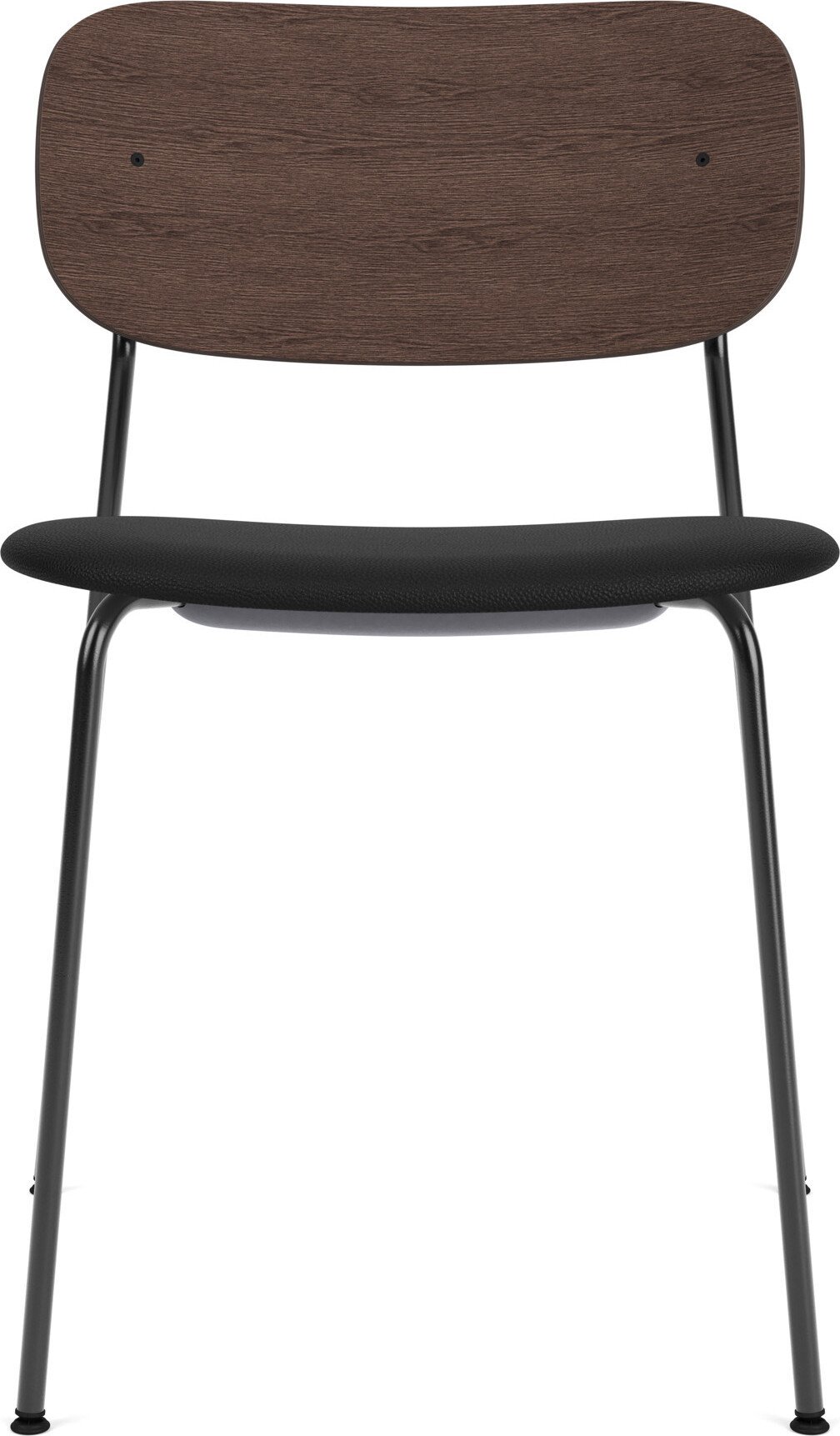 Krzesło Co Sierra czarne oparcie ciemny dąb siedzisko skórzane na czarnych nogach