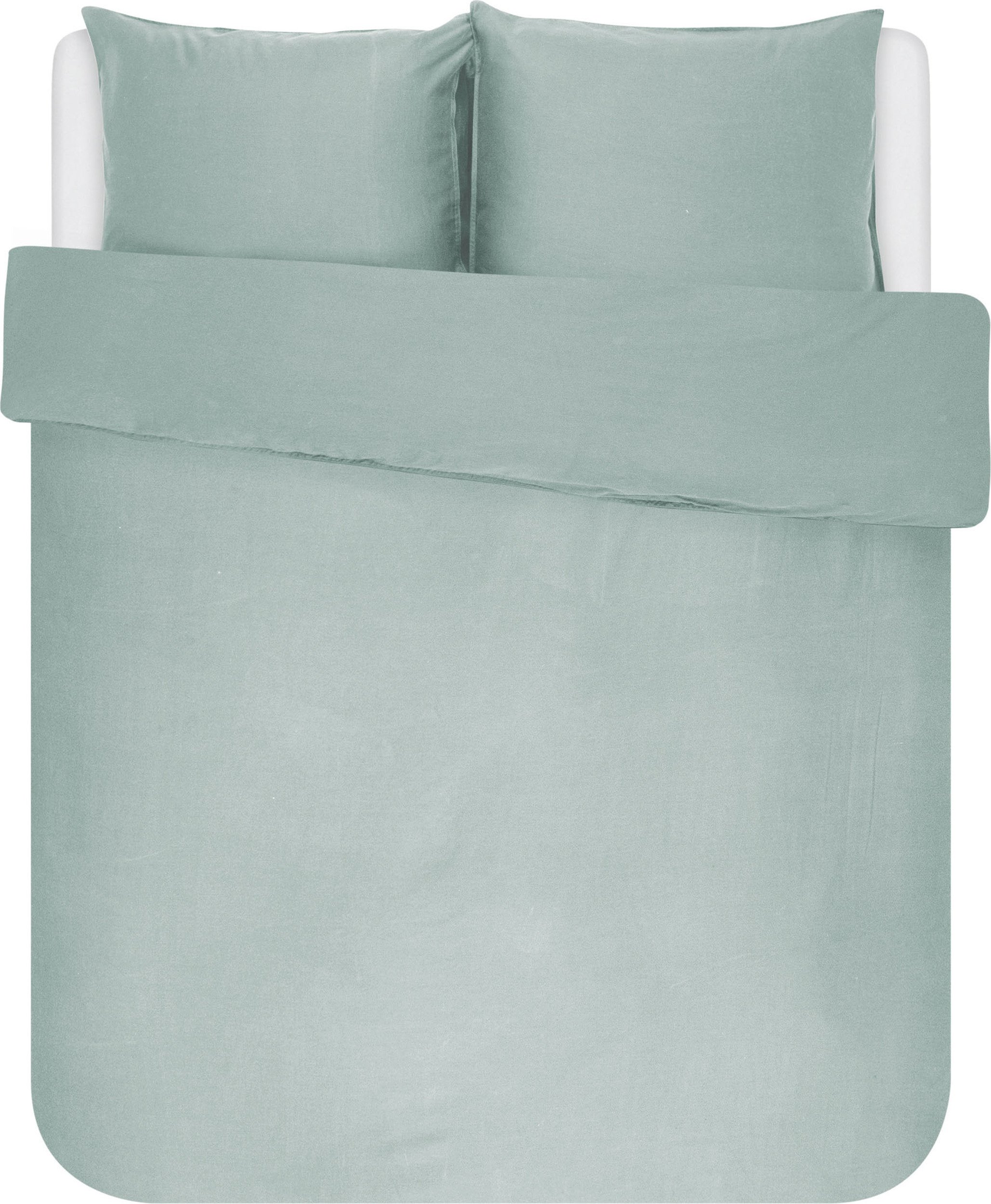 Pościel Minte 240 x 220 cm miętowa z 2 poszewkami na poduszki 80 x 80 cm zapięcie suwak