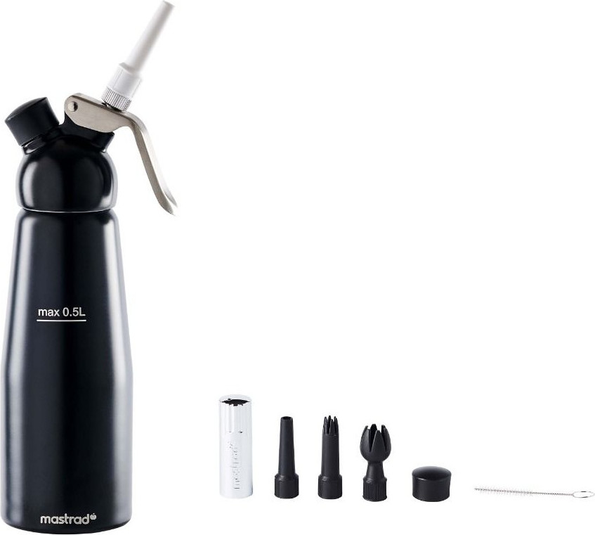 Syfon do deserów Mastrad 500 ml czarny z wymiennymi końcówkami