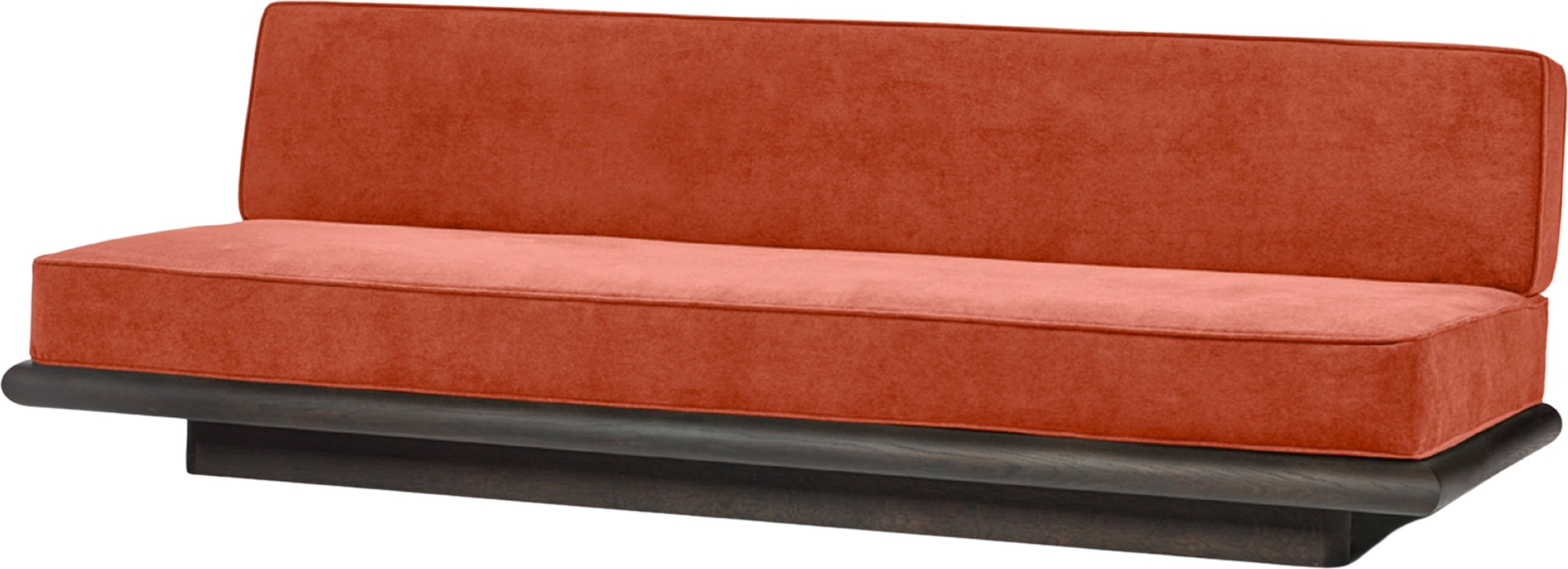 Sofa Ono Velvet 234 cm pomarańczowa ciemny dąb