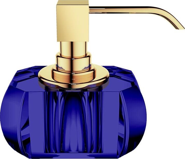 Dozownik do mydła Kristall ciemnoniebieski z pompką złotą