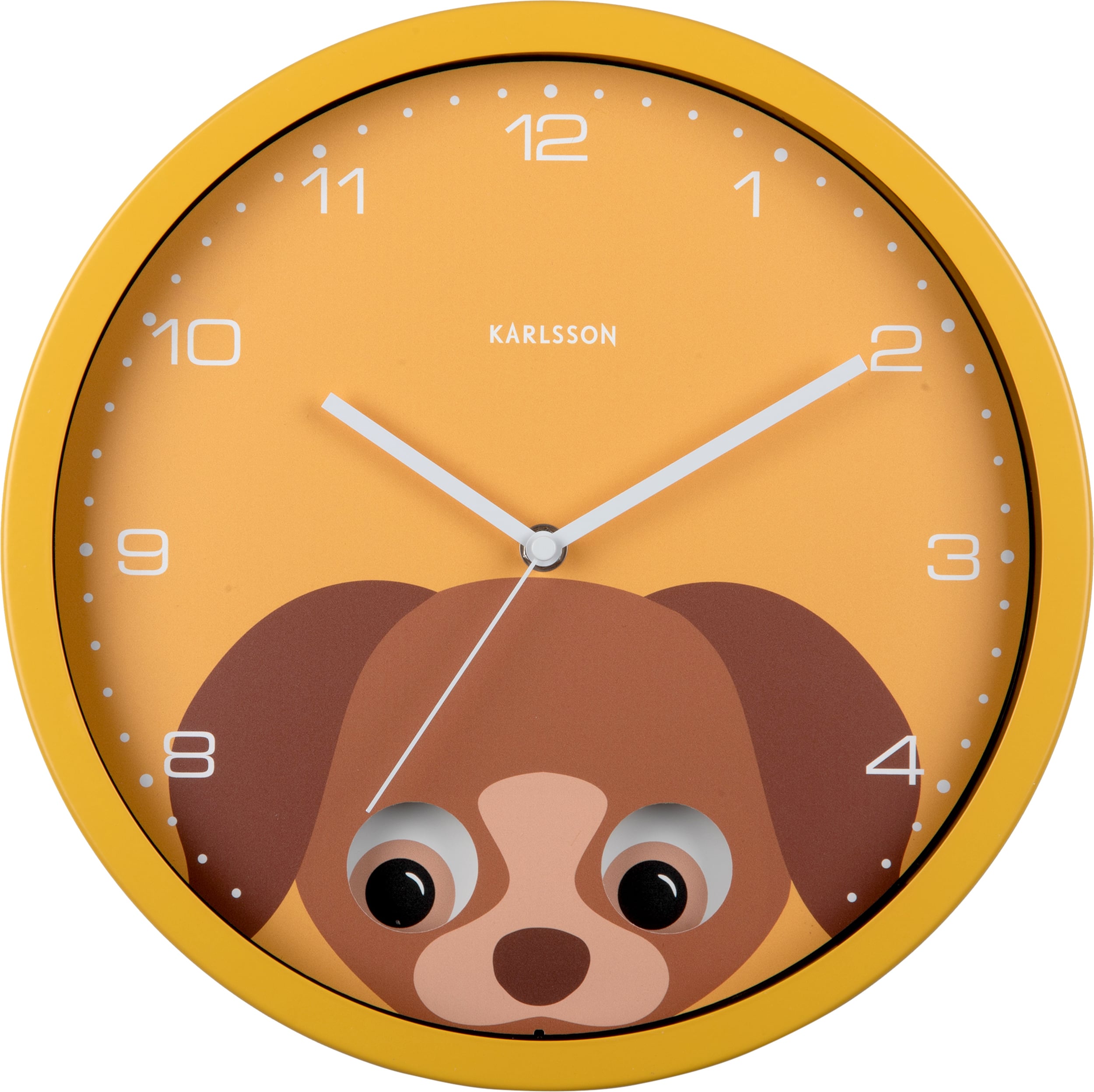 Zegar ścienny Peekaboo Dog żółty