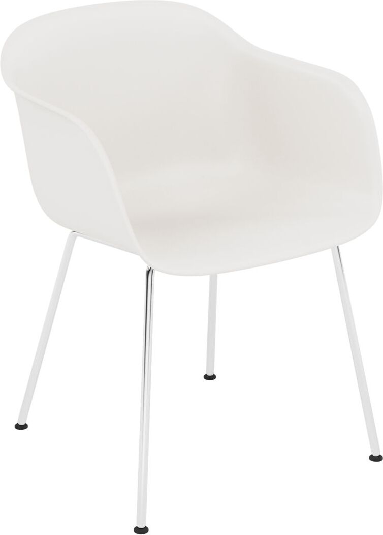 Fotel Fiber Tube biały na chromowanych nogach