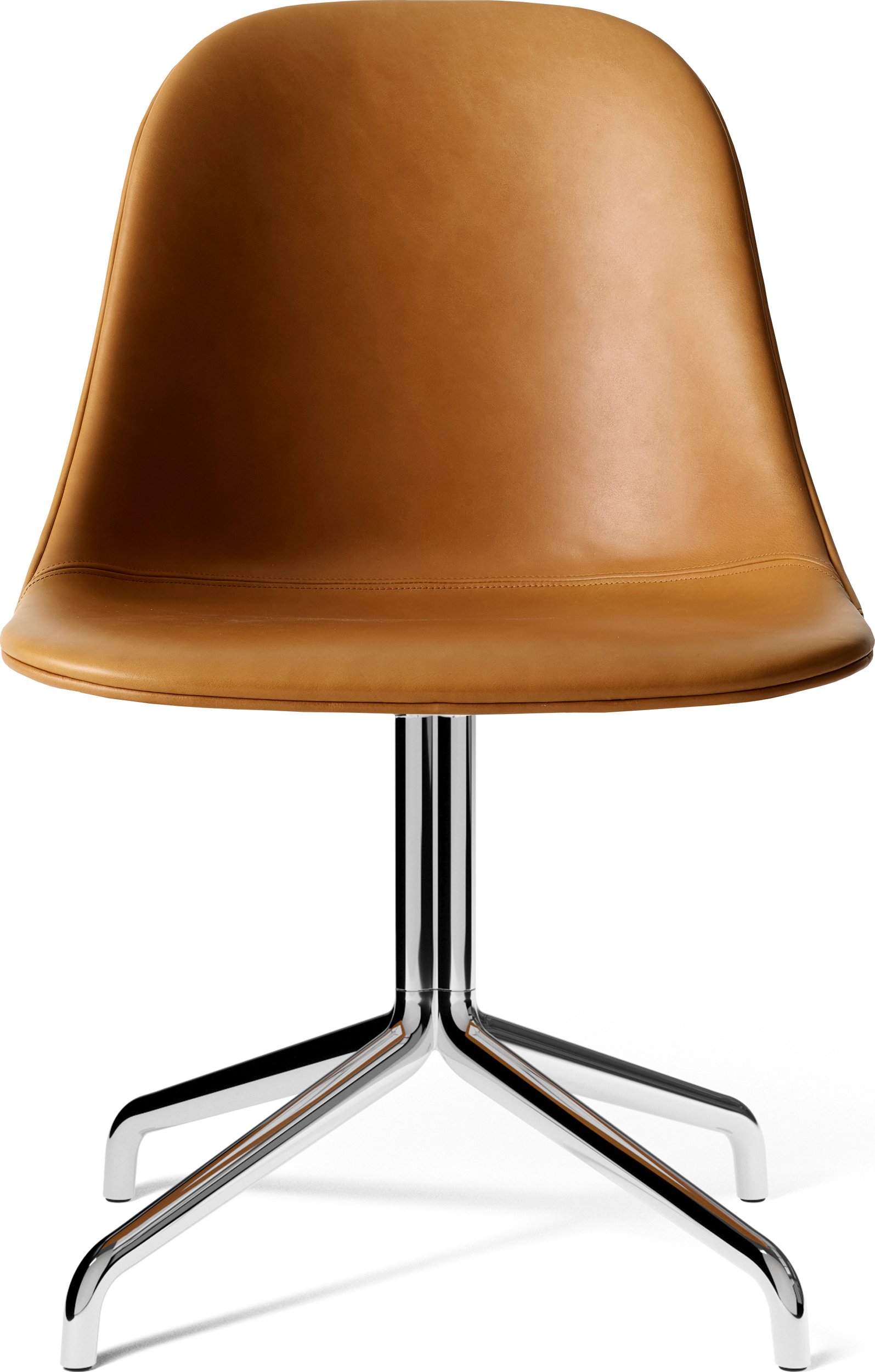 Krzesło obrotowe Harbour 81 cm koniakowy brąz skórzane na aluminiowych nogach z funkcją powrotu