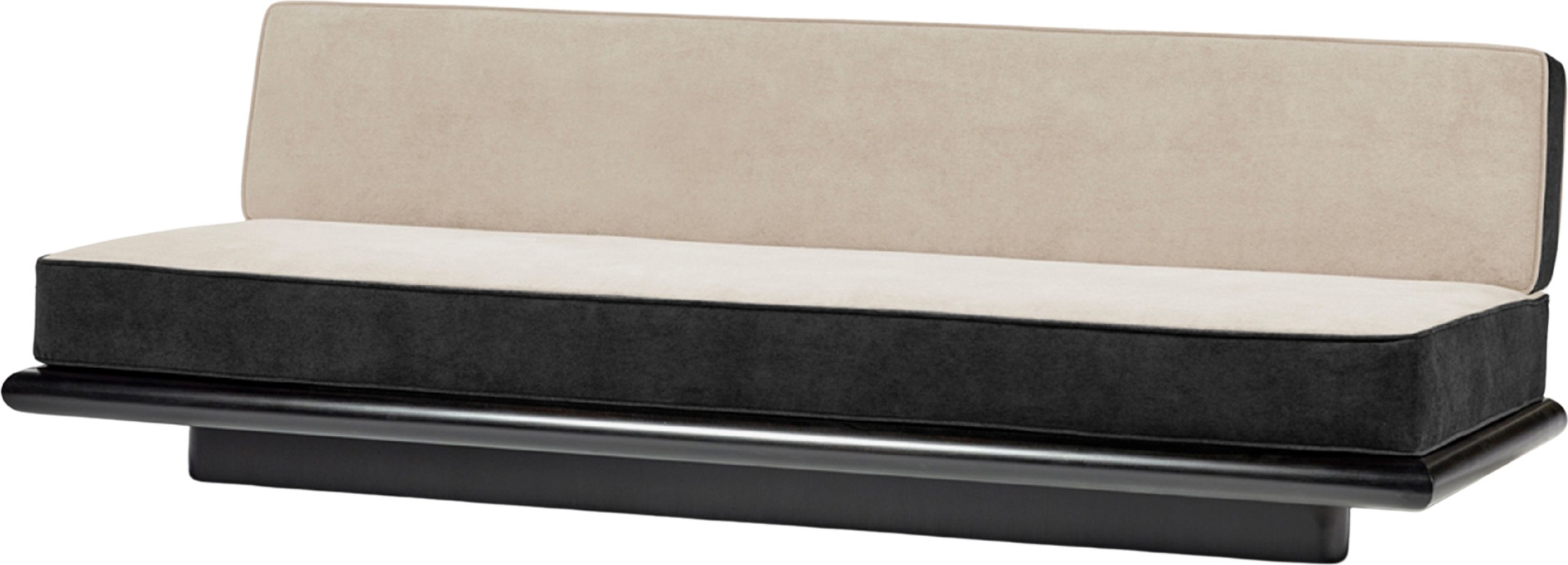 Sofa Ono Velvet 234 cm jasnoszaro-czarna czarny dąb