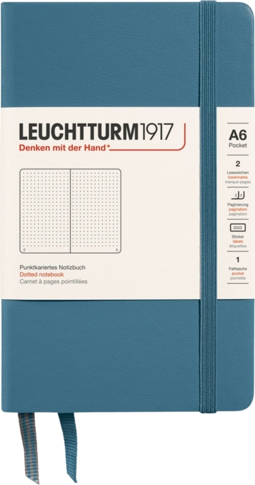 Notes w kropki w twardej oprawie Leuchtturm 1917 A6 187 stron niebieskoszary 80 g/m²