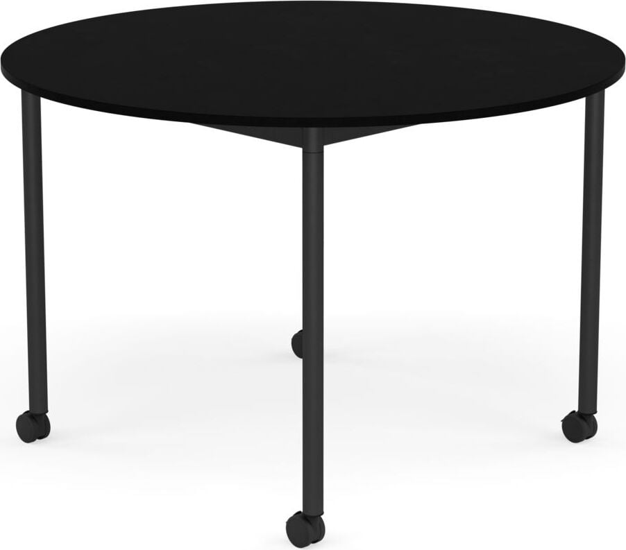 Stół na kółkach Base okrągły 110 cm czarny laminowany ABS nogi czarne