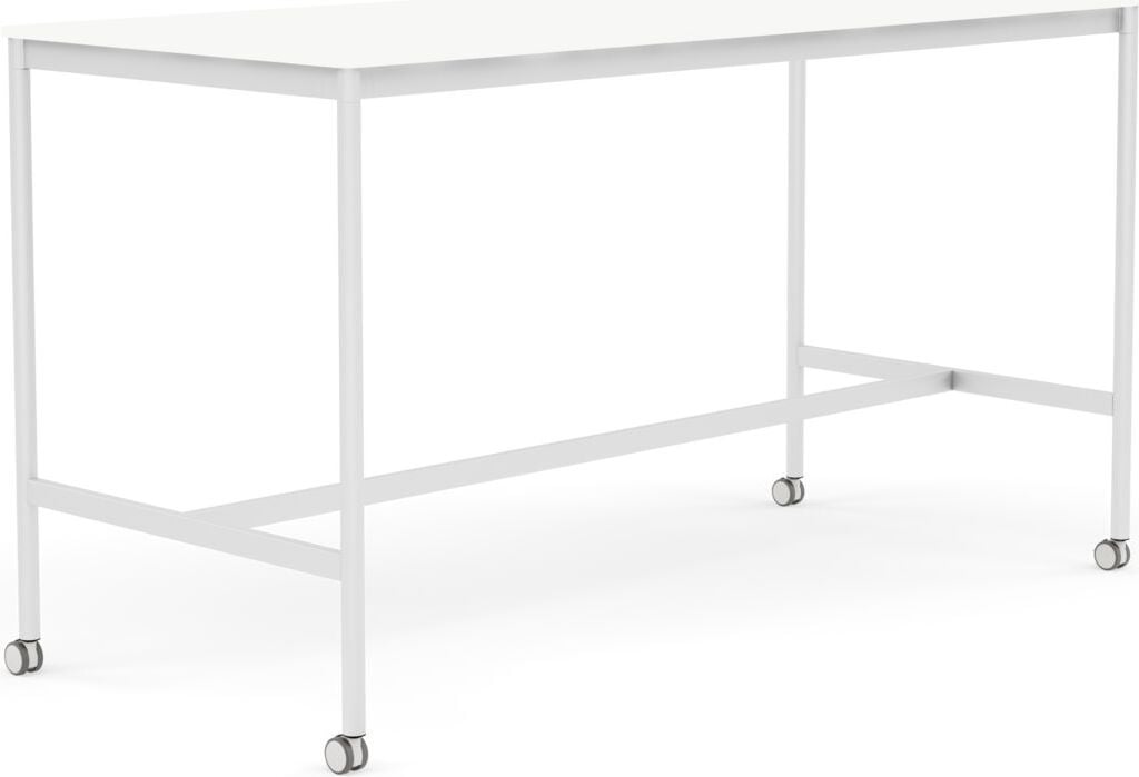 Stół na kółkach Base 85 x 190 x 105 cm biały laminowany ABS nogi białe